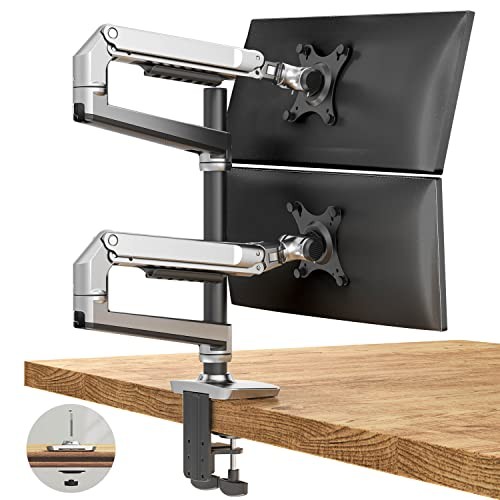 Premium Monitor Stand for Desk, High-Grade Aluminum Stacked Monitor Dual Silver