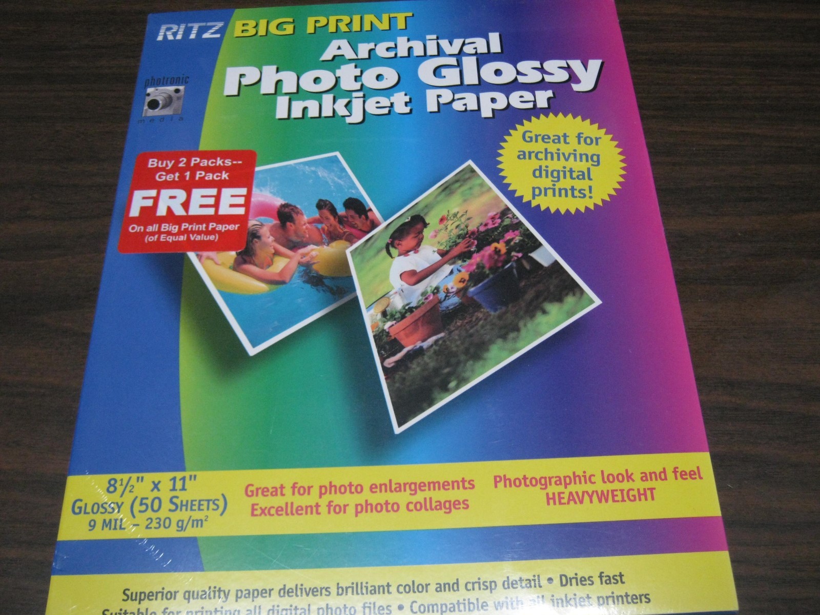 Archival Photo Glossy Inkjet Paper RITZ Big Print 8 1/2 x 11" NEW