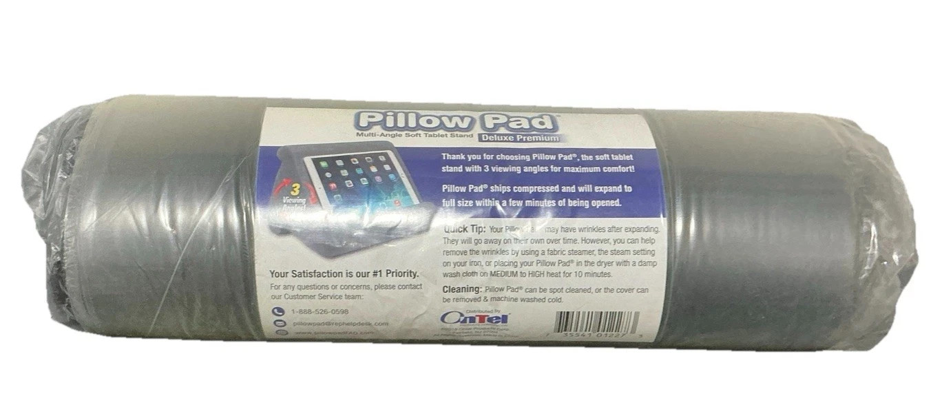 Ontel Pillow Pad Deluxe Premium Gray Pillow Stand Washable Freestanding Flexible