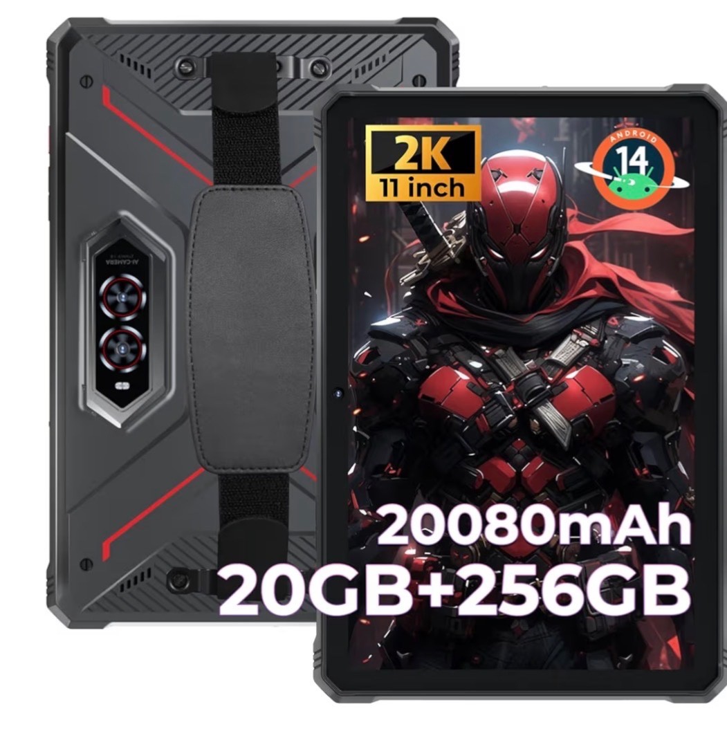 Rugged Tablet 2K 11 inch Android 14 Tablets - 20080mAh Waterproof Tablet 20GB+25