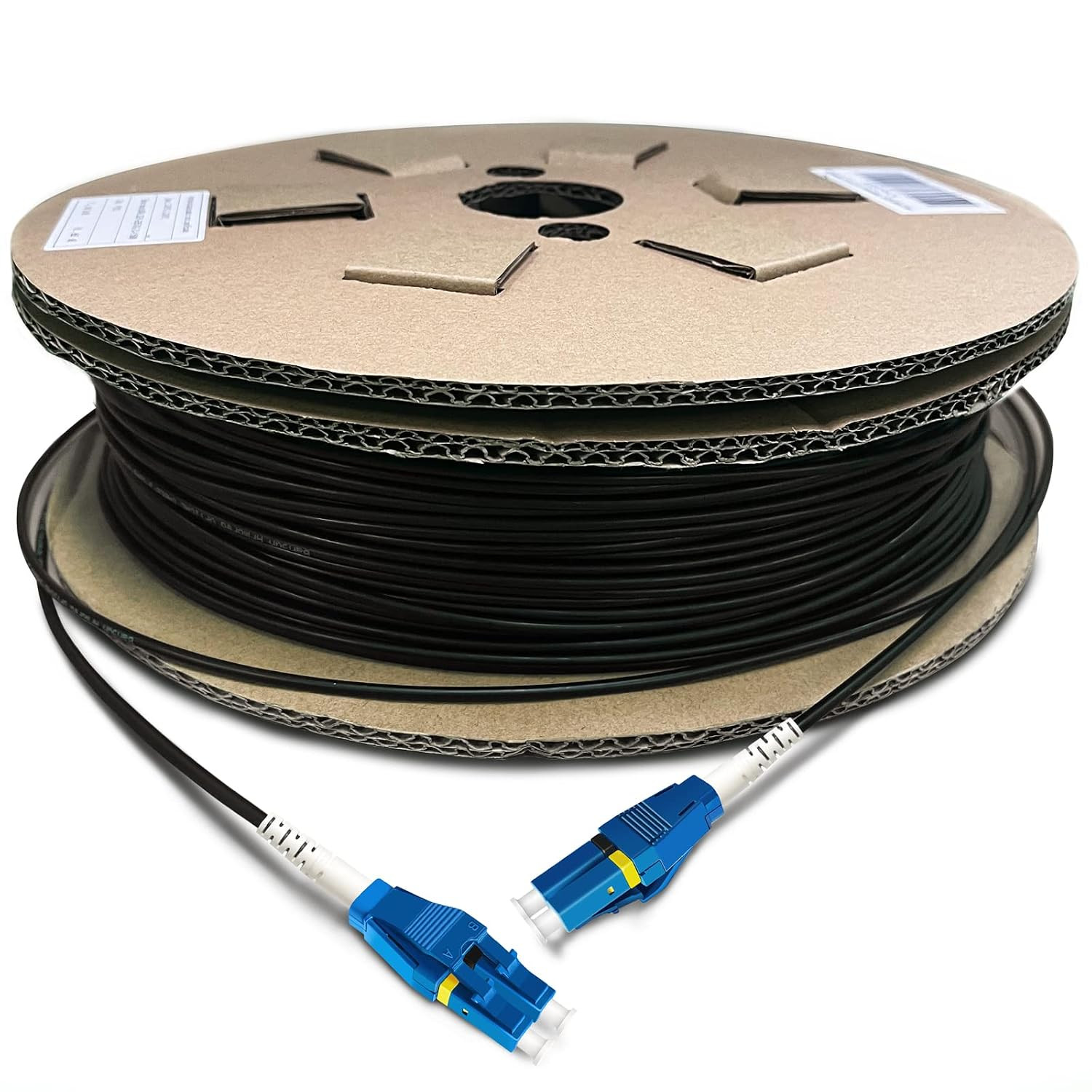 500 Feet (150 Meters) Uniboot LC to LC Outdoor Armored Fiber Patch Cable, Low Fr