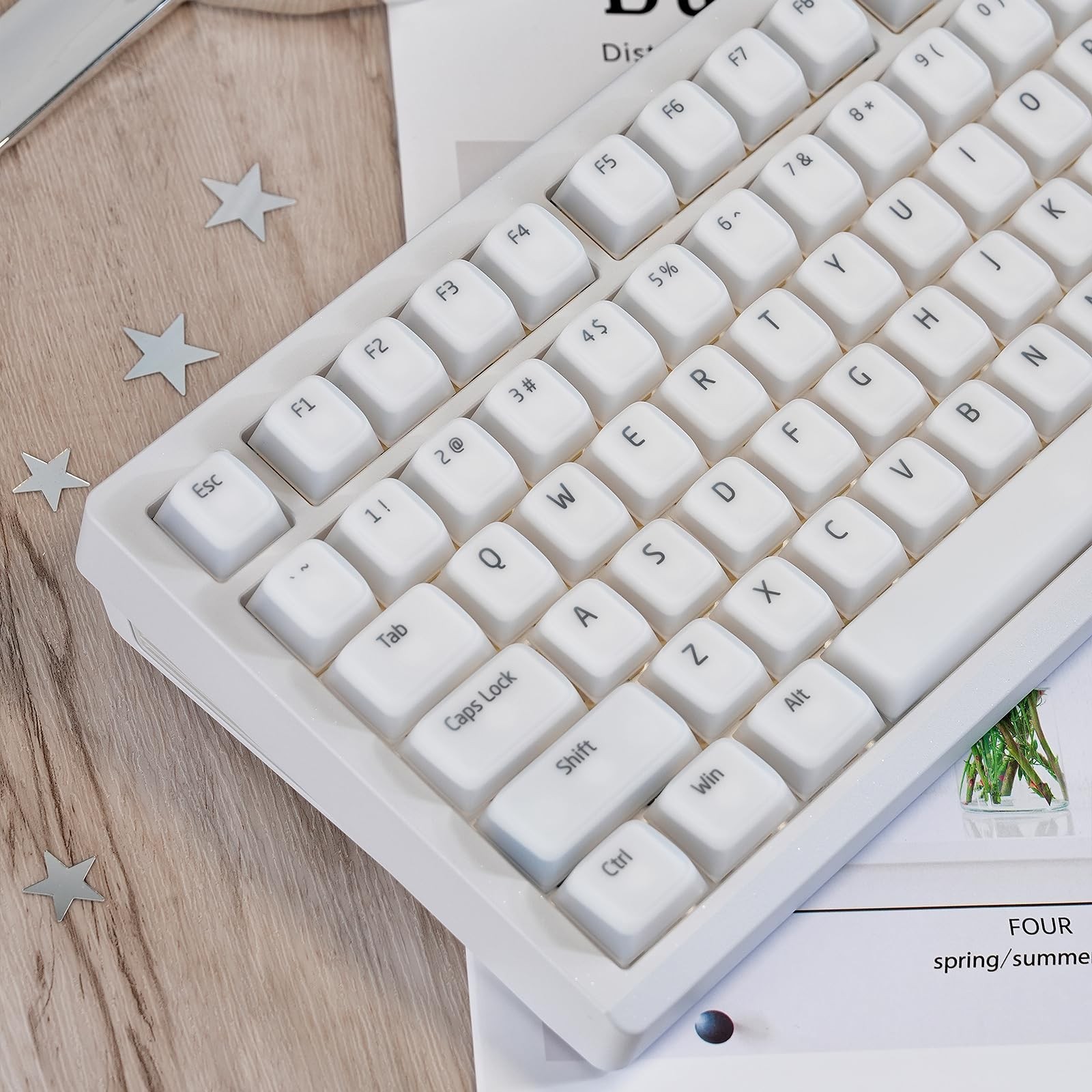 113 Keys White Pudding Silicone Keycaps Custom Shine Through Cherry Profile