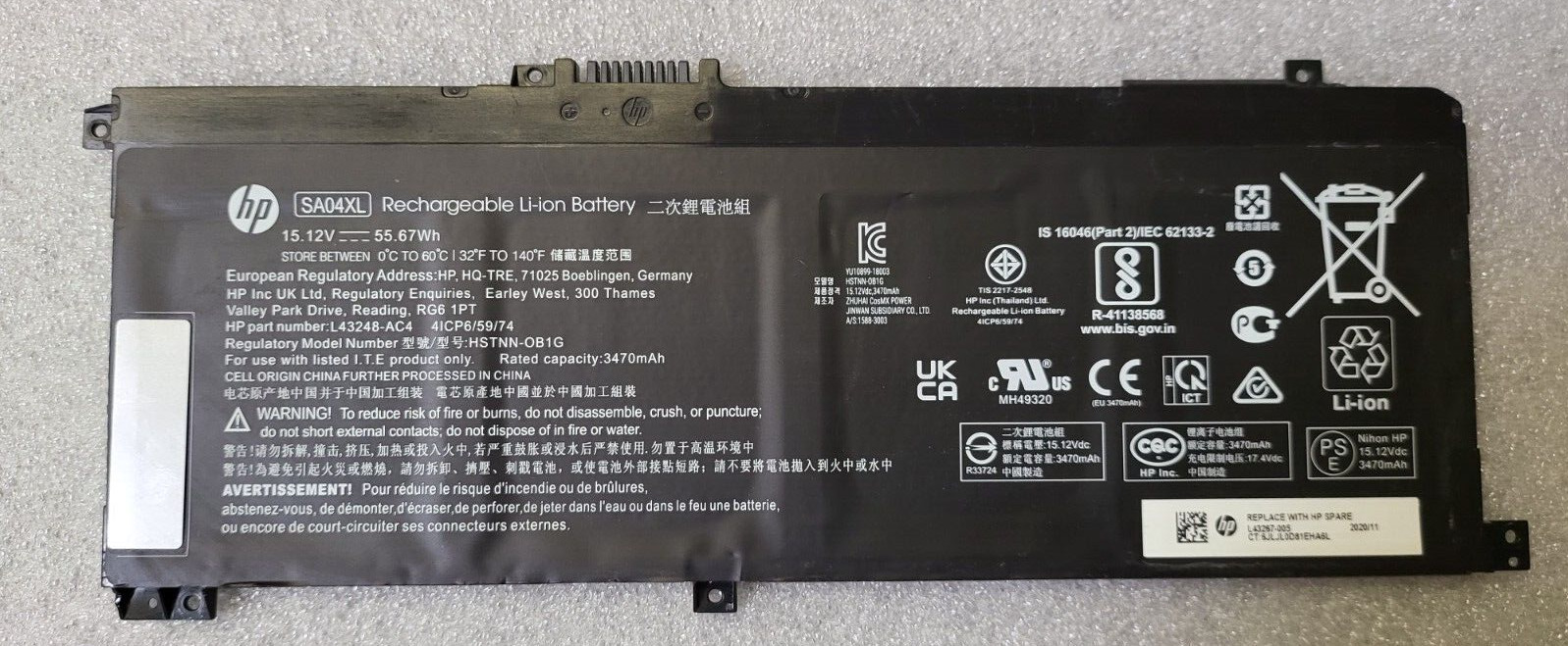 Genuine HP Elitebook 830 G7 Series 11.55V 53Wh Battery CC03XL L78555-005