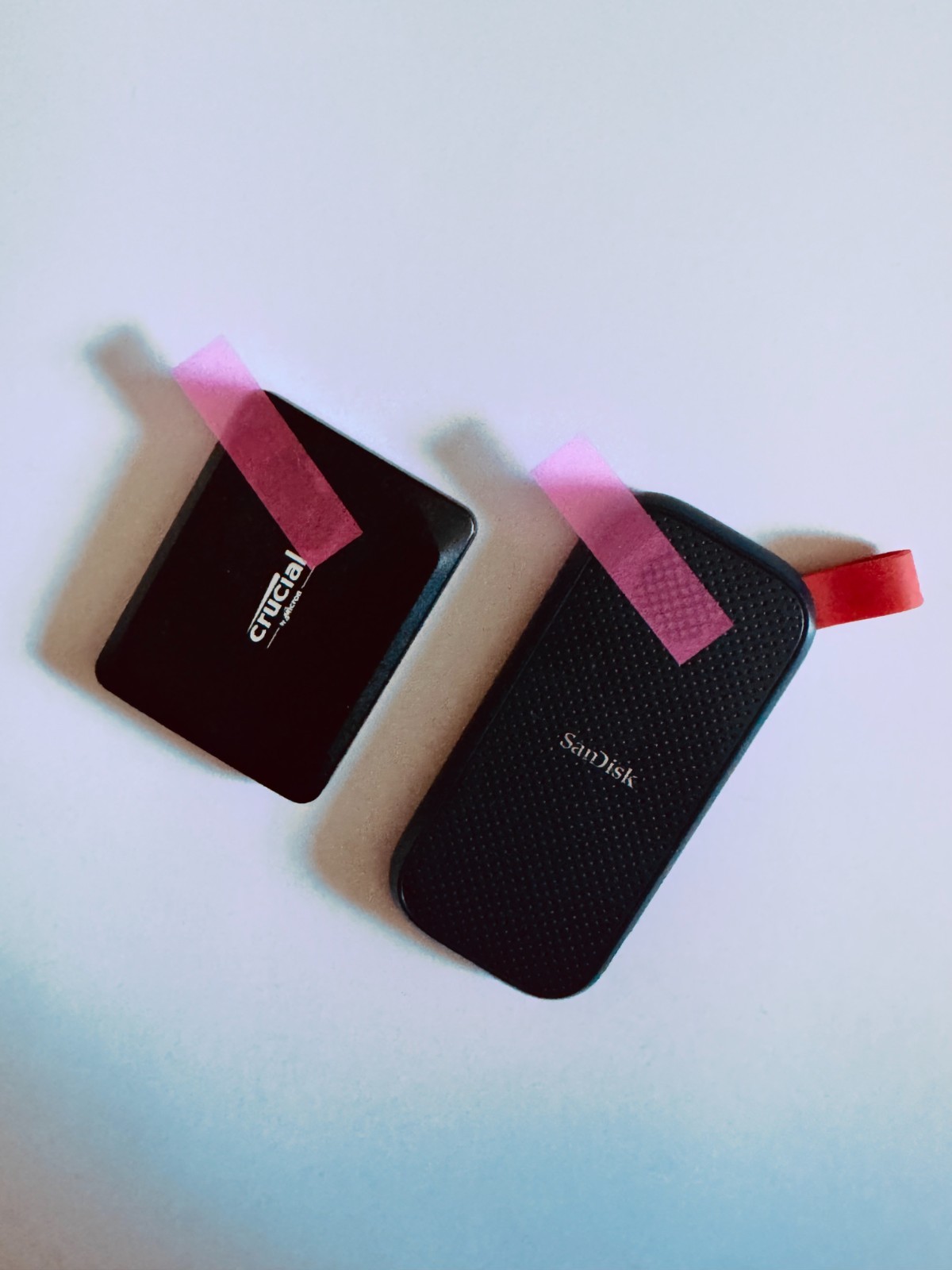 Lot of 2 Portable SSDs Crucial X10 Pro 1TB + SanDisk 2TB USB-C - No Cables