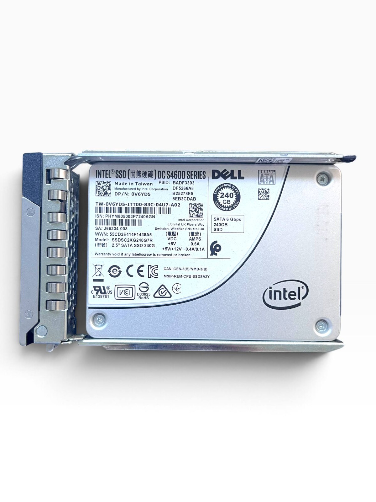 Dell Intel SSD DC S4600 240GB 6G SATA 2.5" Server Tray 0V6YD5 SSDSC2KG240G7R