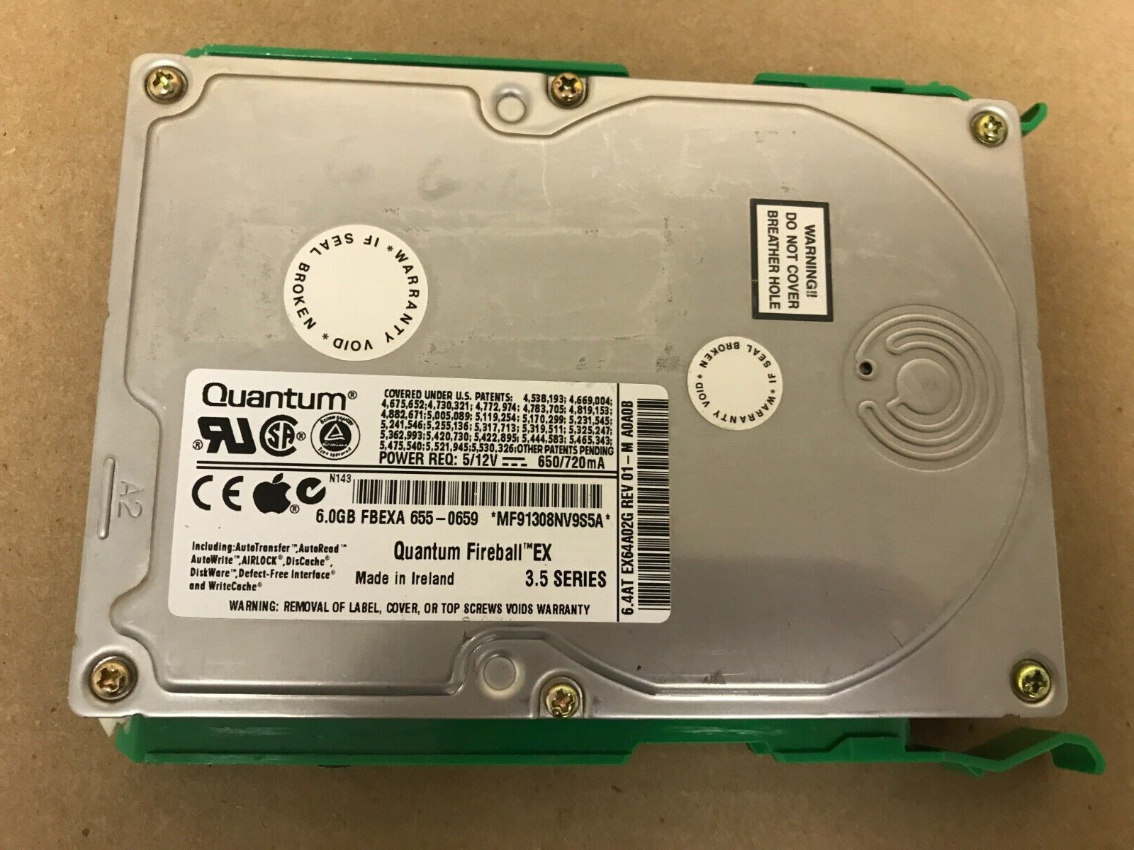 Quantum Fireball FBEXA 655-0659 6.0GB ATA/IDE PATA Hard Drive 3.5" Apple