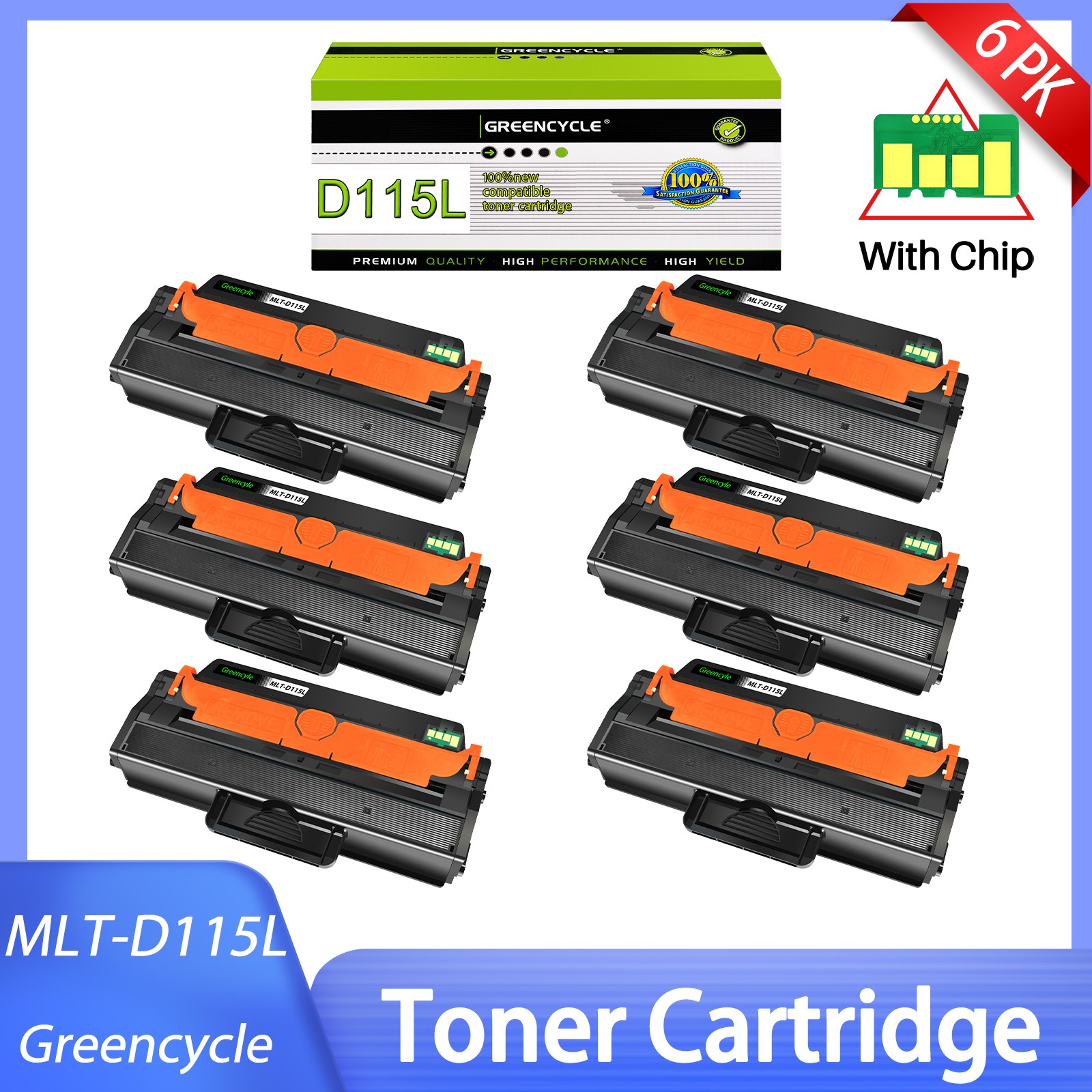 6PK Black MLT-D115L 115L Toner Cartridge For Samsung M2670N 2670FN 2870FW 2870FD