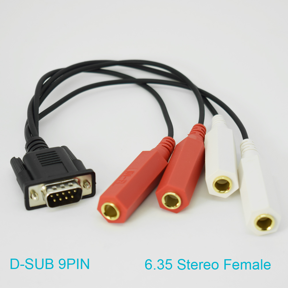 20pcs 30cm D-Sub 9pin DB9 9pin Male to 4 x 6.3mm 1/4" Female Adapter Cable
