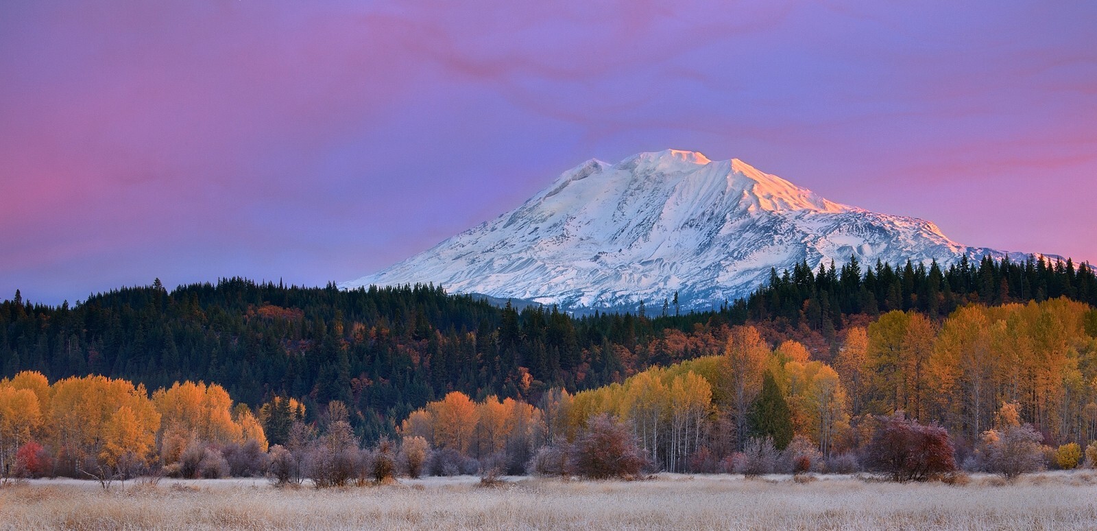 Landscape mountains fall washington forest snowy peak Custom Gaming Mat Desk