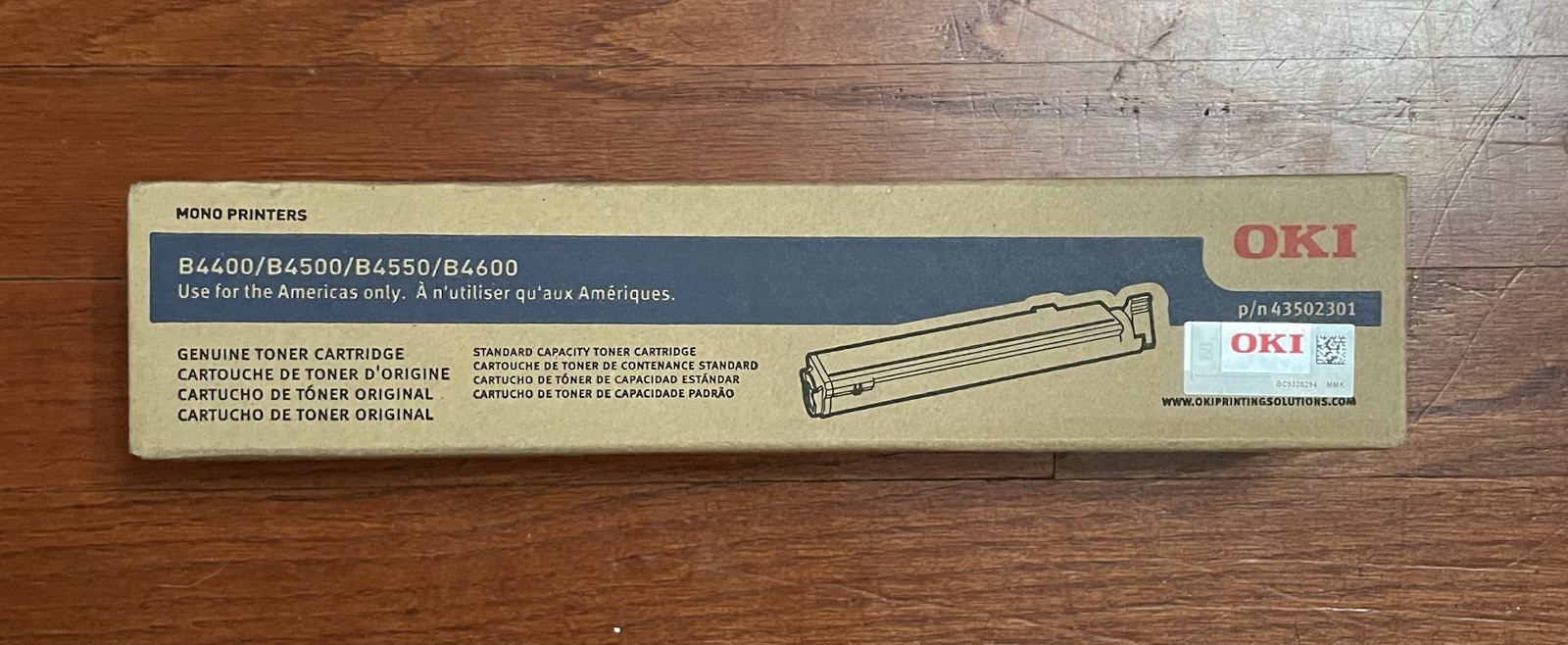 New Genuine Oki 43502301 Black Toner Cartridge For: B4400 B4500 B4550 B4600
