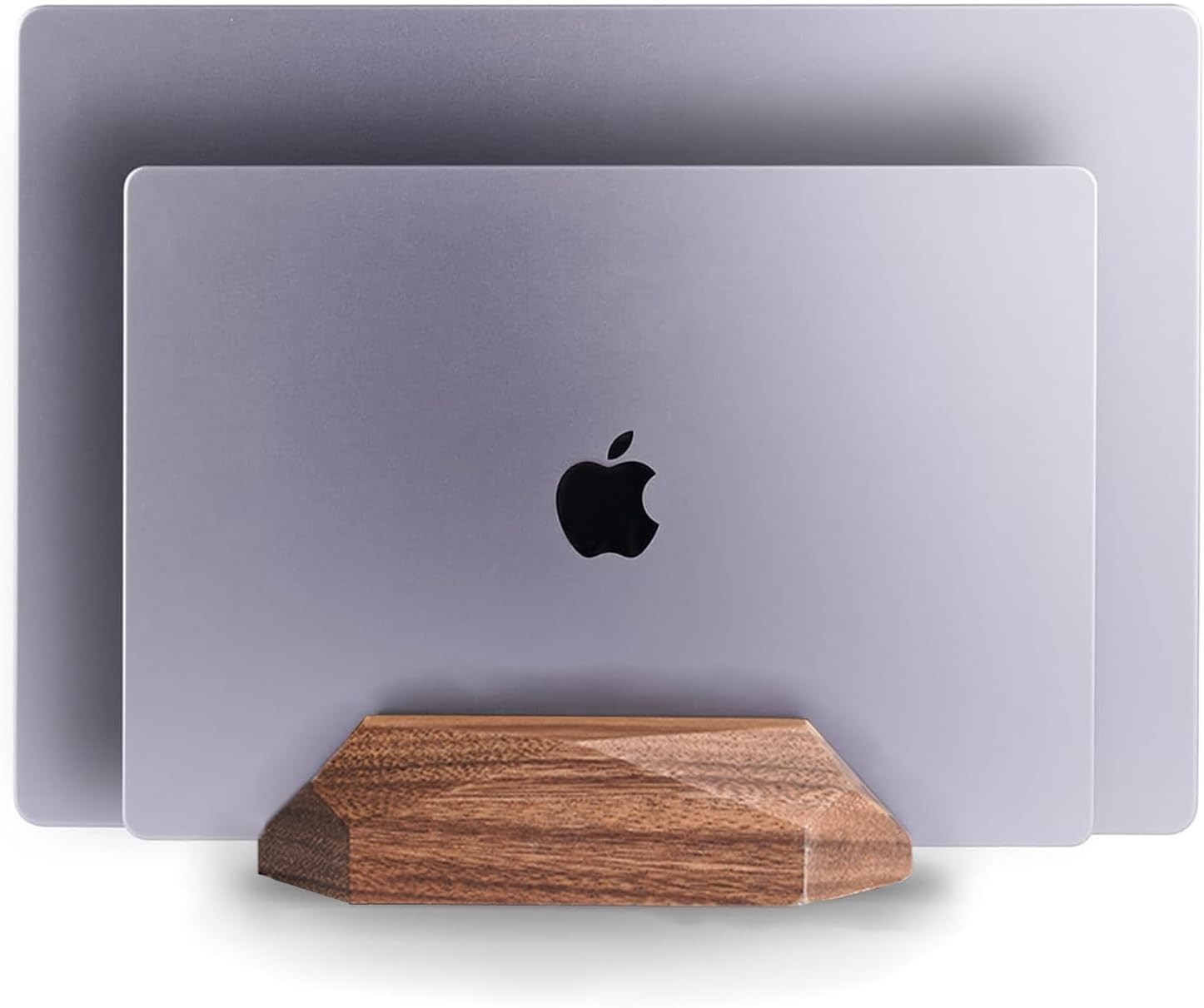 Dual Laptop Holder Vertical Laptop Stand, 2 Slots Macbook Stand Wood,Wooden Lapt