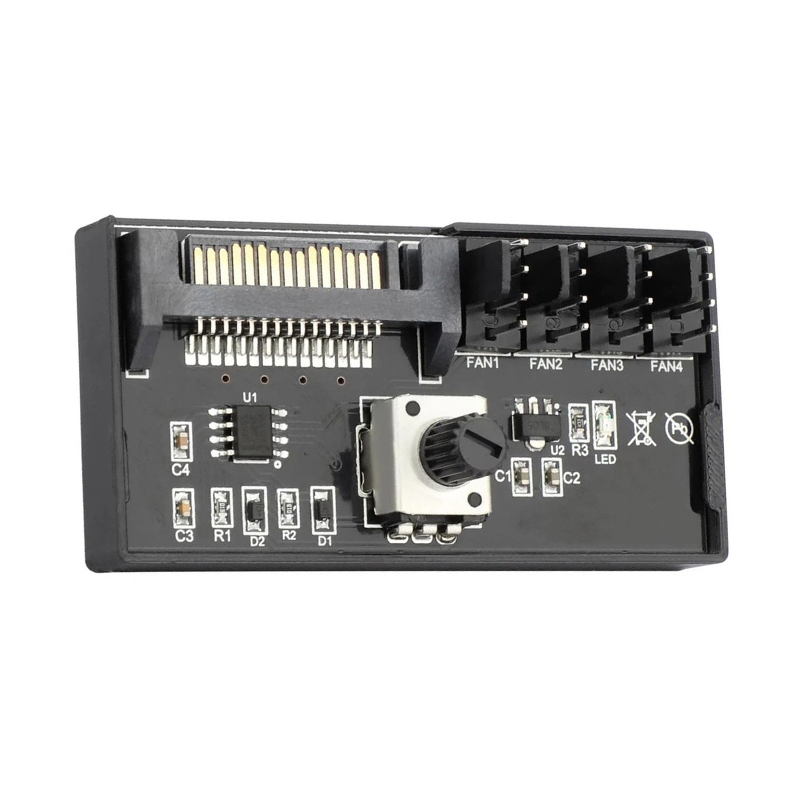 SATA Power 4 Port PWM Fan Hub Controller 12V 60W Adjustable Speed PC Cooling