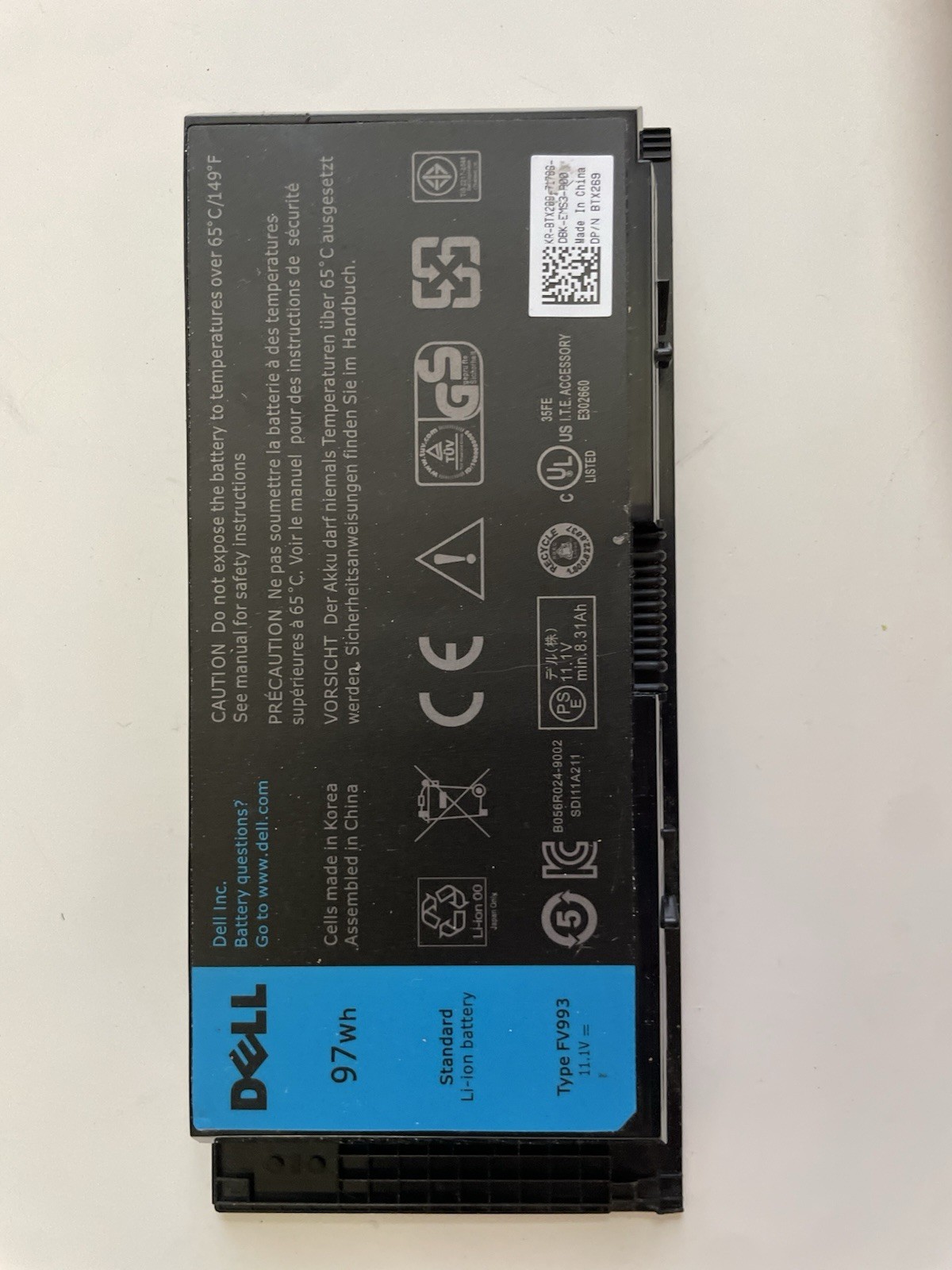 OEM Genuine M6600 Battery for Dell Precision M4600 M4700 M4800 M6700 Type FV993