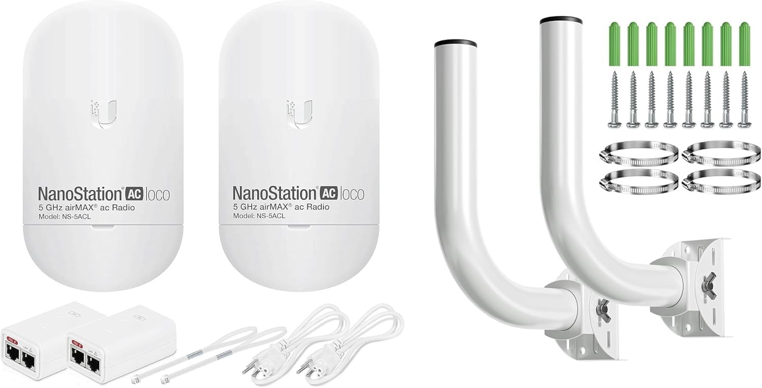 Wireless Bridge Ubiquiti LOCO5AC PRE-CONFIGURED, Bundle of 2 Bundle, White