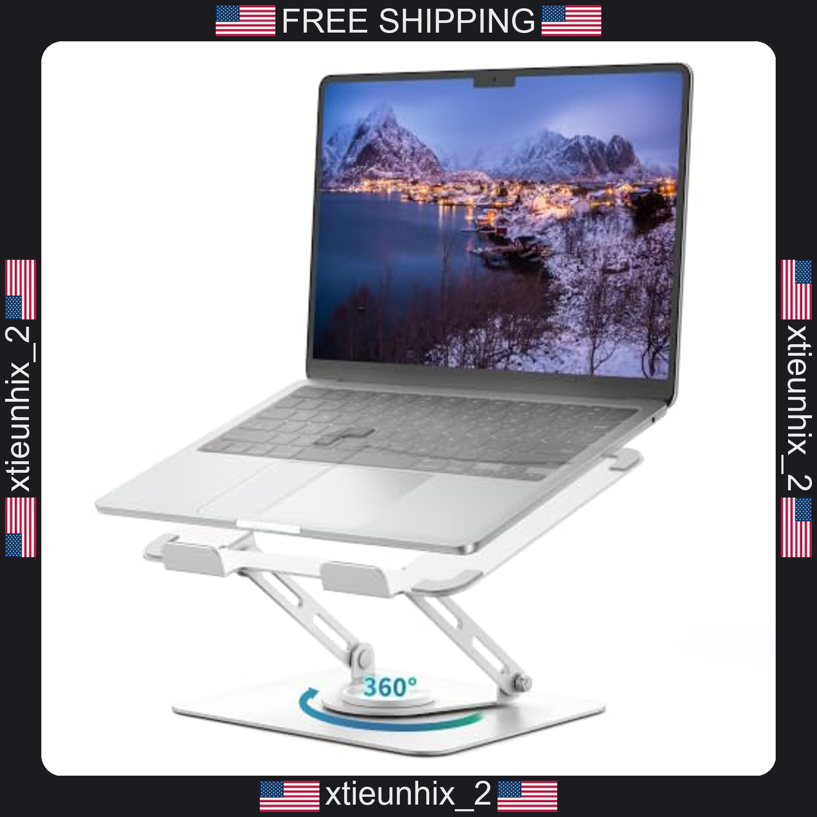 Laptop Stand 10-17 Inch, Metal, 360° Rotatable, Multi-Angle, White