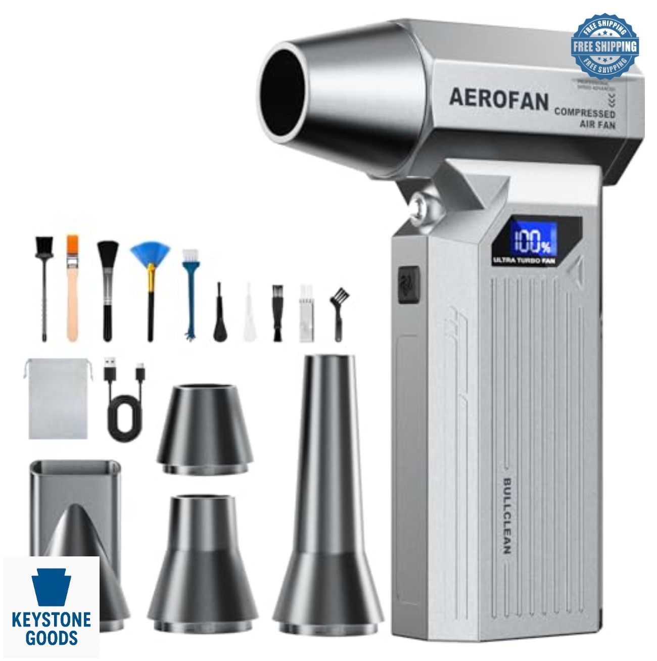 Cordless Electric Air Duster 160000 RPM 6000mAh Type-C Rechargeable LED Light