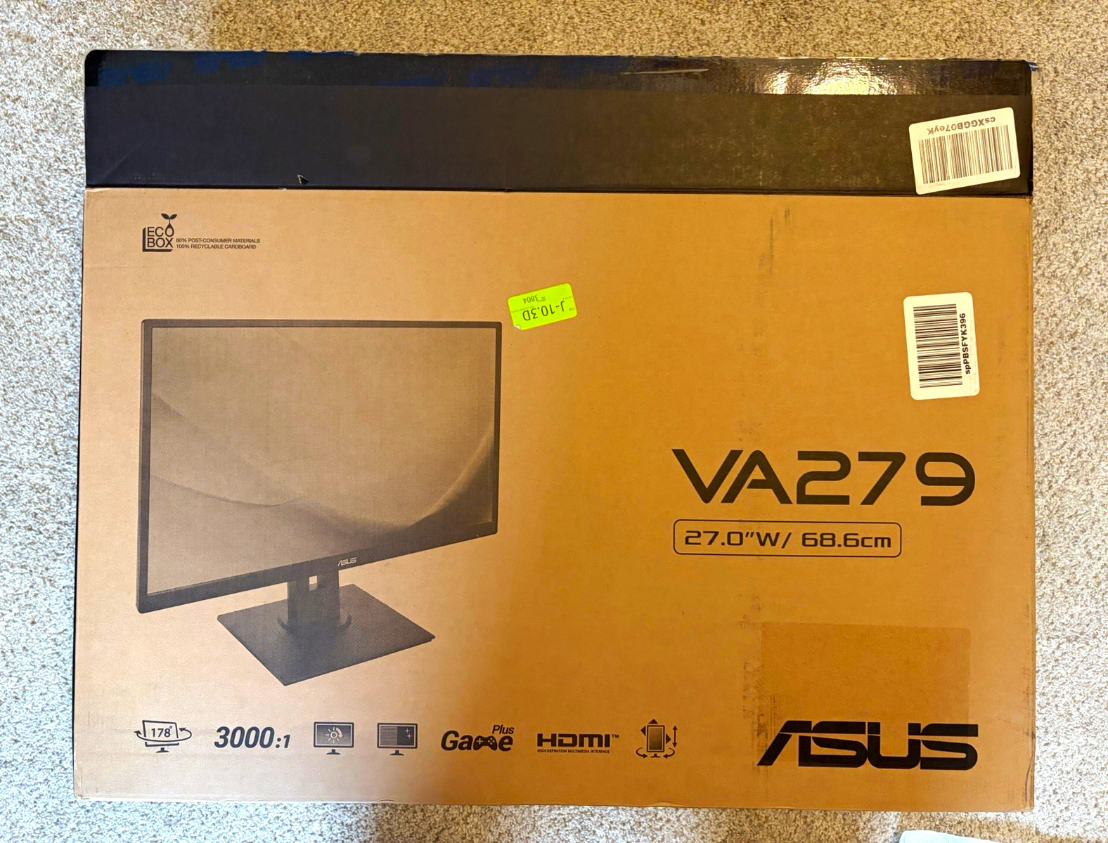 ASUS VA279 27in LCD Monitor 1920x1080 75Hz HDMI VGA Widescreen Black