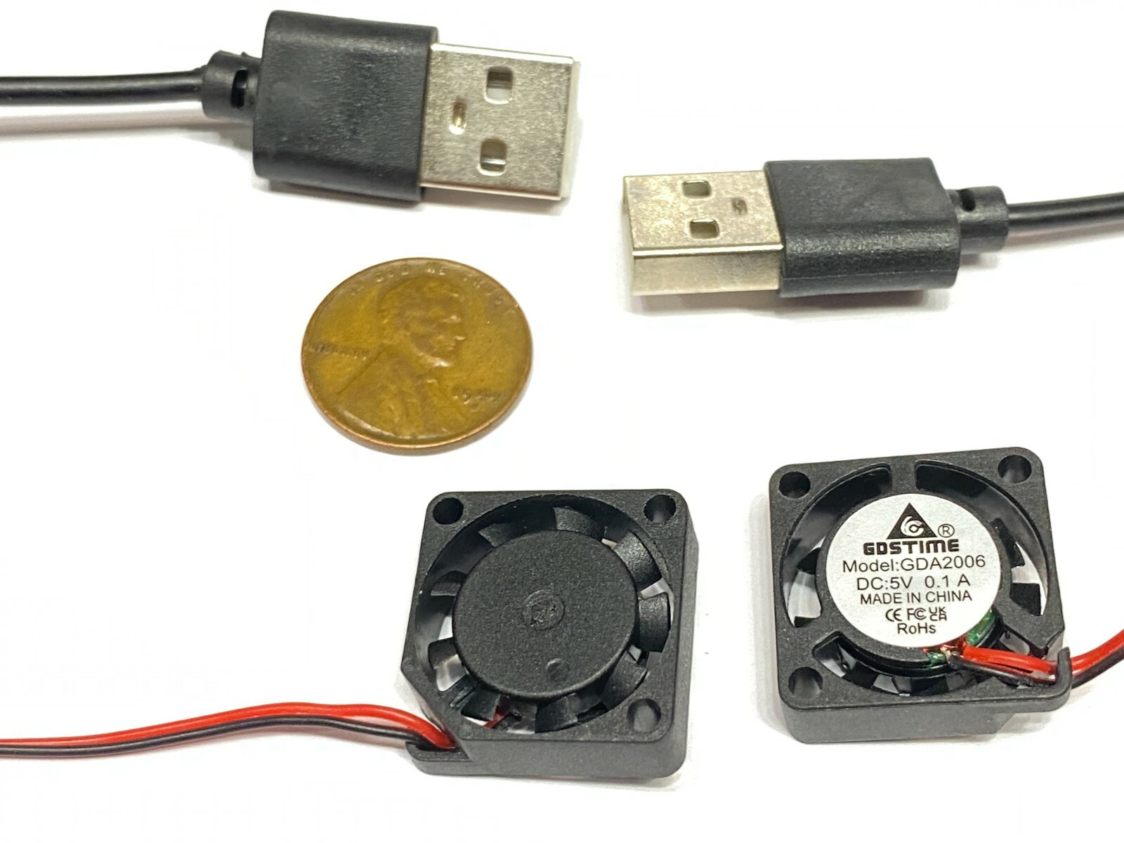 2 Pieces USB 2006 micro Small 5V DC Cooling Fan 20mm 6mm 2 Pin Mini axial E36