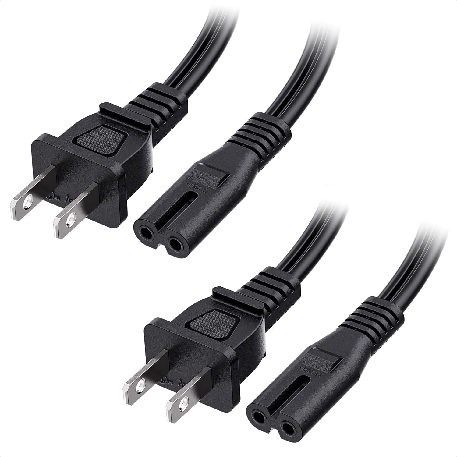 2 Pack 10ft TV Power Cord for Samsung LG Sony TCL PS4 PS5 Non Polarized