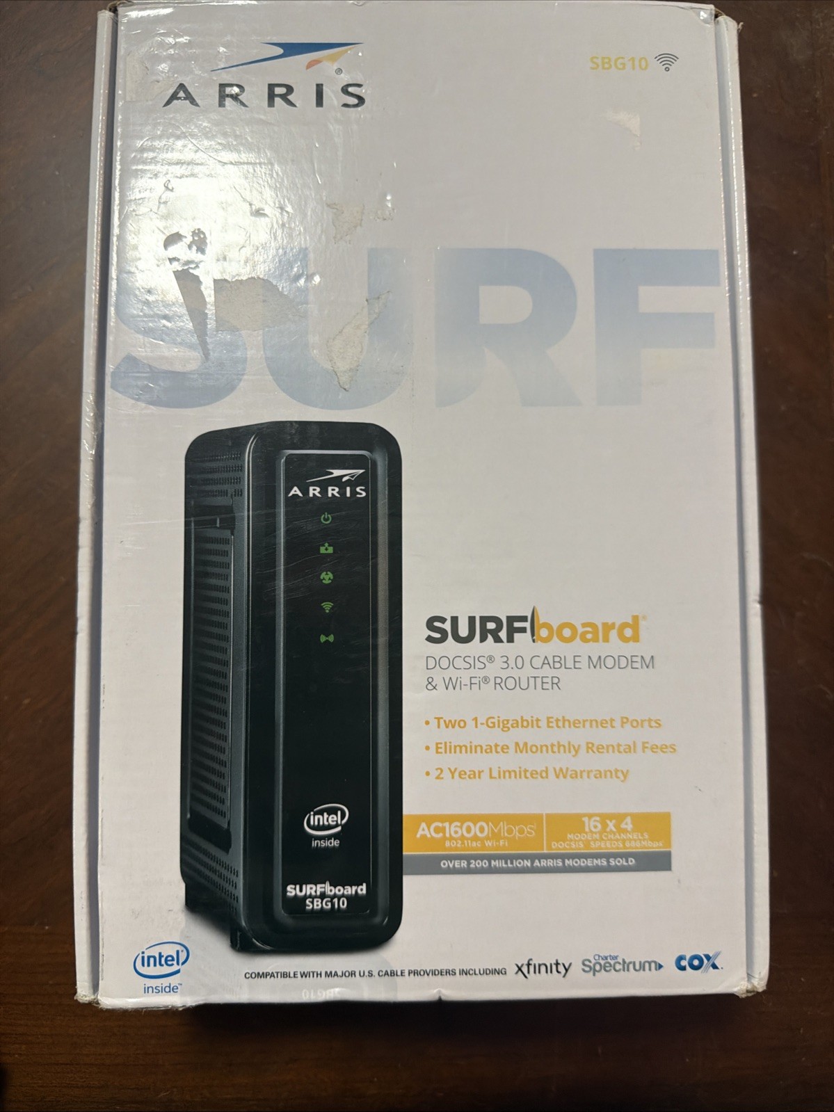 ARRIS SBG10 SURFboard AC1600 Dual-Band Cable Modem Router - Black