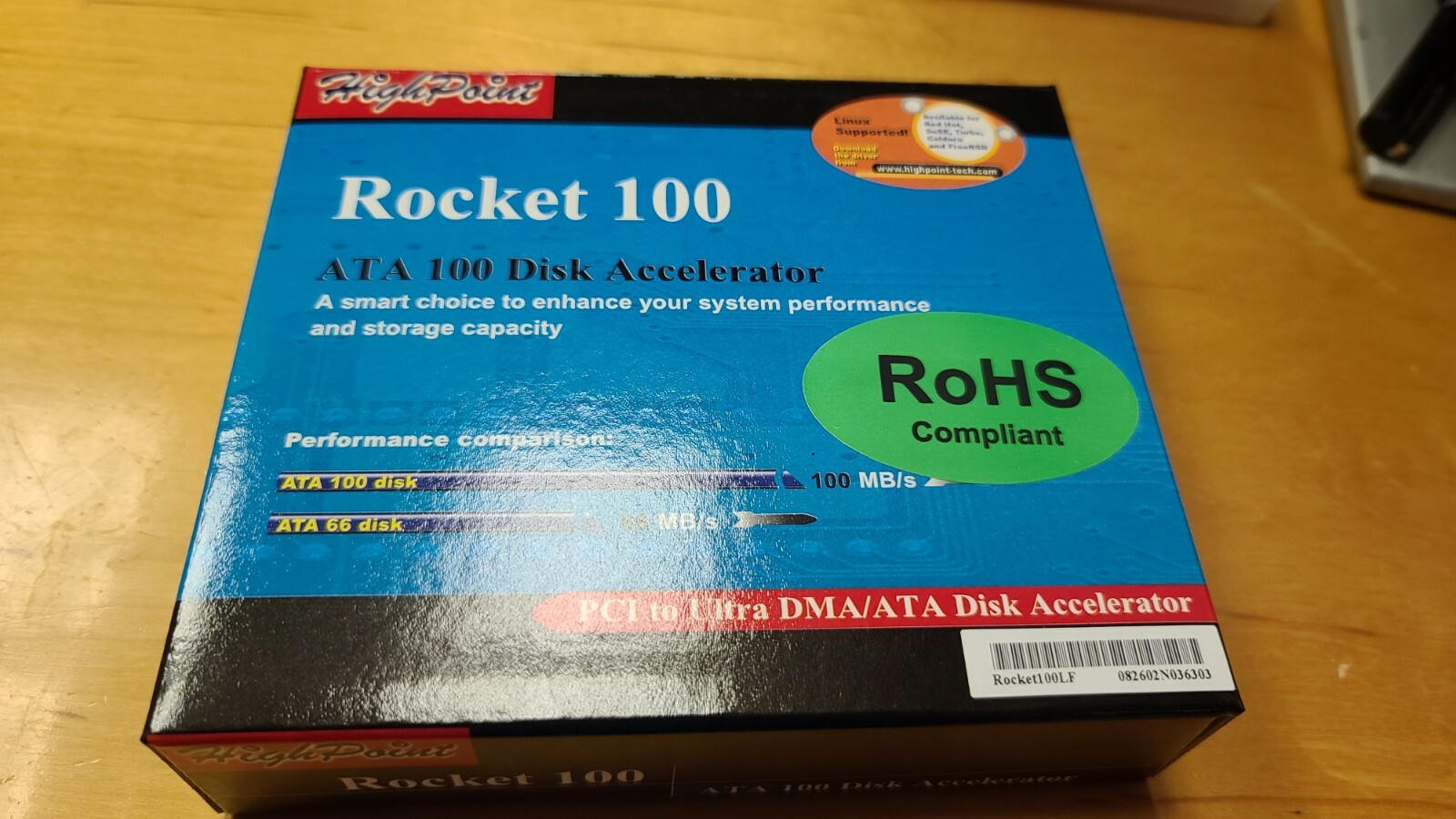 HighPoint 2-Port PCI 32bit/33MHz ATA UltraDMA IDE Non-RAID Controller Rocket 100