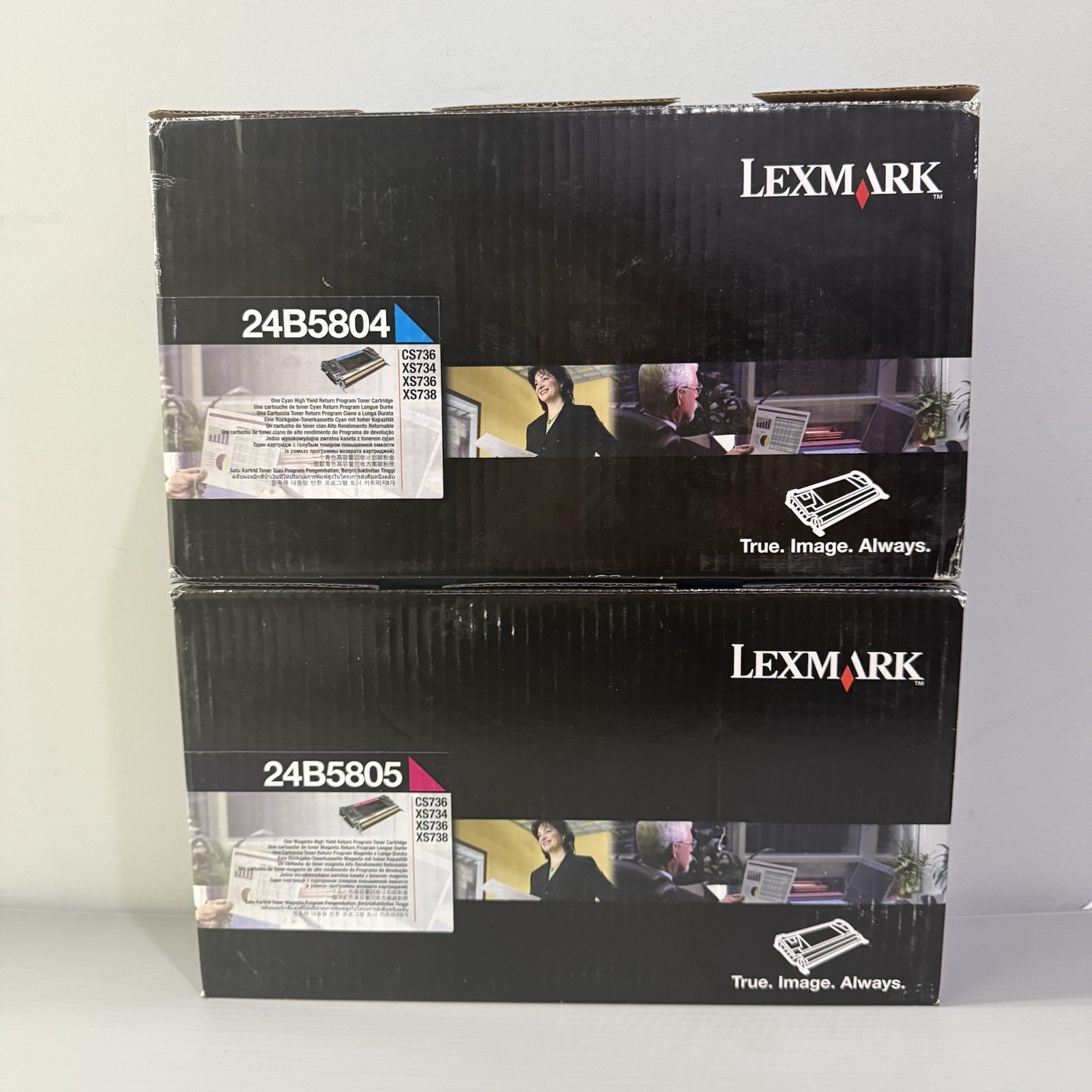 LEXMARK 24B5804 / 24B5805 Cyan and Magenta Toner Cartridges for Lexmark CS736