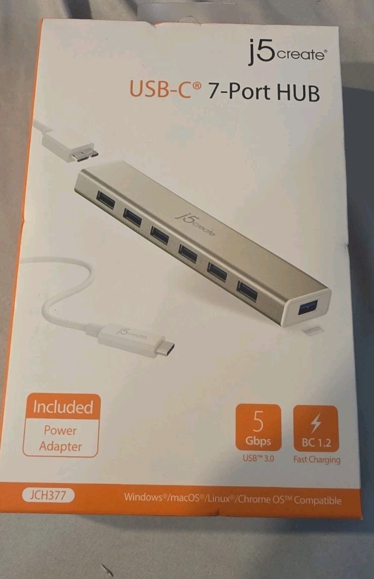 j5create USB-C 7-Port Hub JCH377 New In Box
