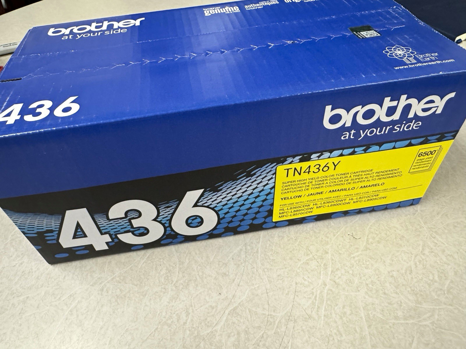 Brother TN436Y Genuine/Original Yellow Laser Toner Cartridge