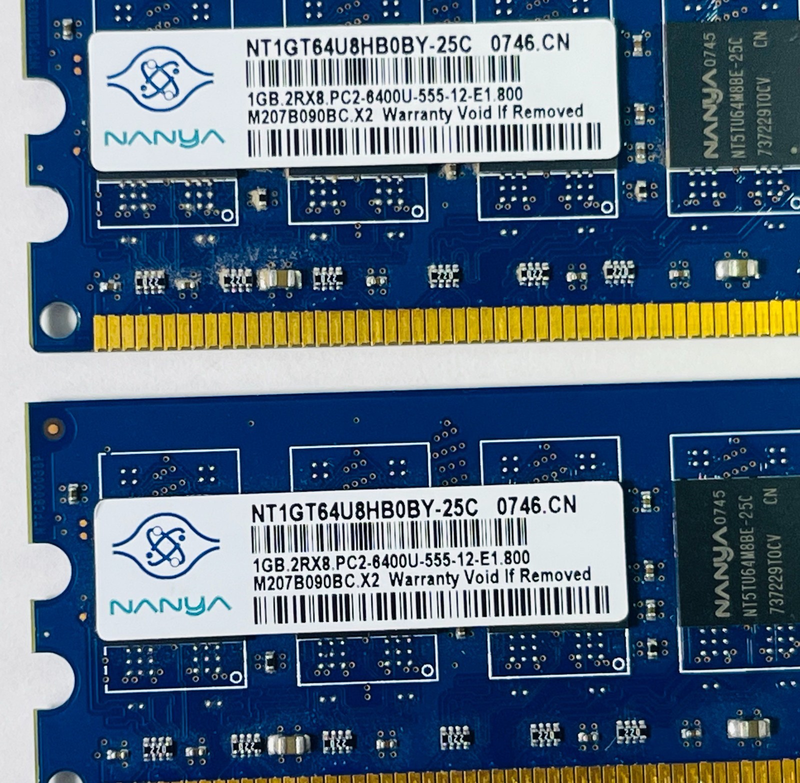 Nanya 2GB (2x1GB) DDR@ PC-2 6400 800MHz Desktop Memory kit -NT1G64U8HB0BY-25C