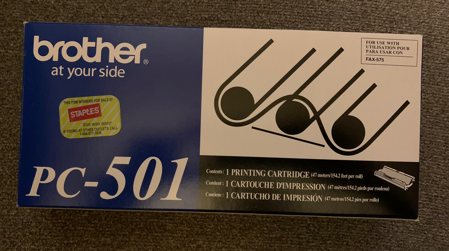 Genuine Brother NEW PC-501 Printing Cartridge For Personal Fax Black INK