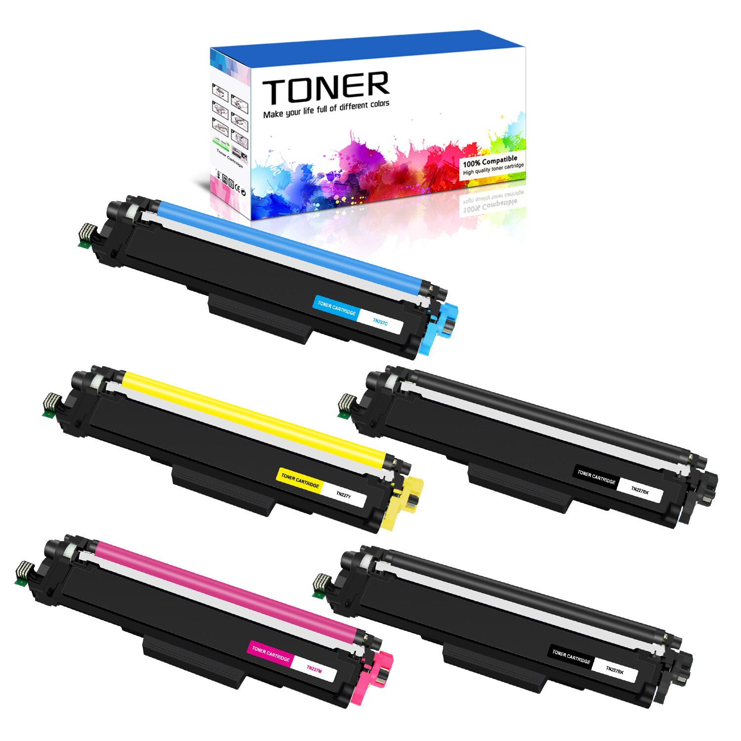 Set of 5PK TN227 B/C/M/Y Toner fit Brother HL-L3210CW HL-L3230CDW HL-L3230CDN