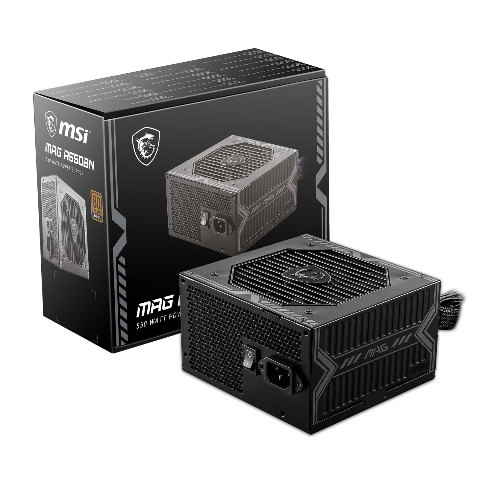 MSI MAG A550BN, Non-Modular Compact 550W Power Supply, 80+ Bronze, 