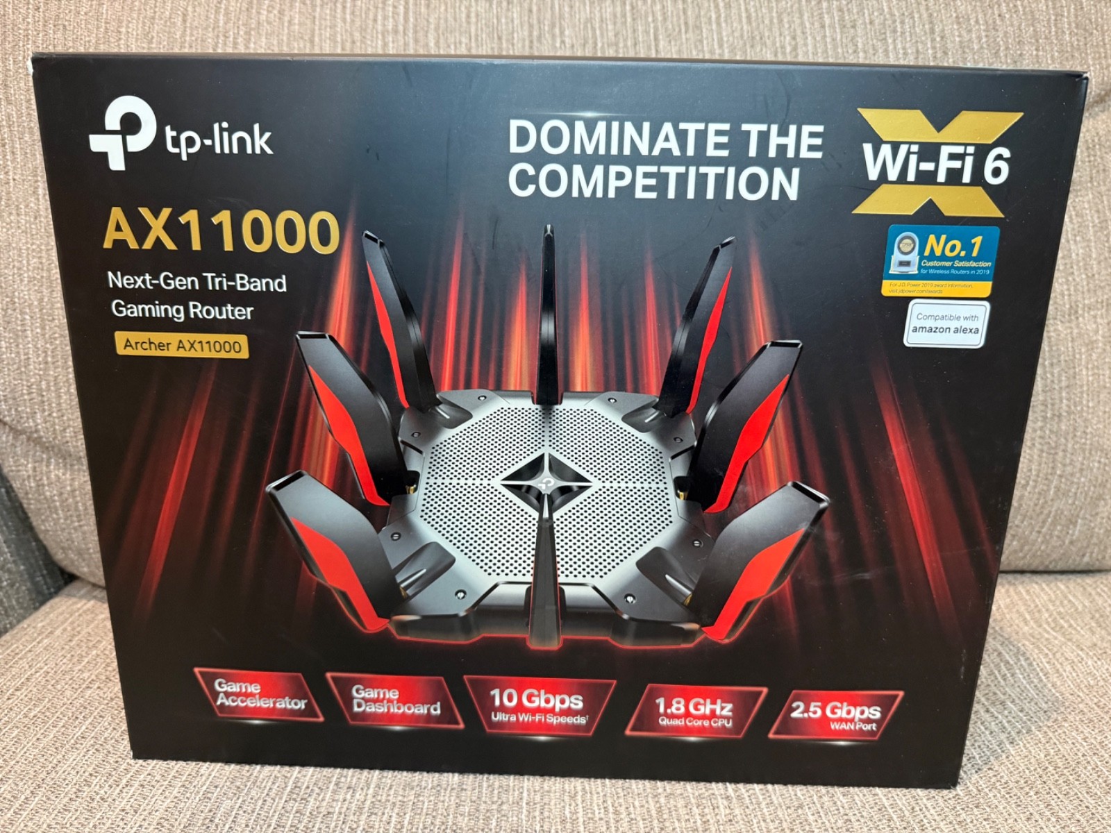 NICE TP-LINK Archer AX11000 Tri-Band Wi-Fi 6 Gaming Router - Black/Red