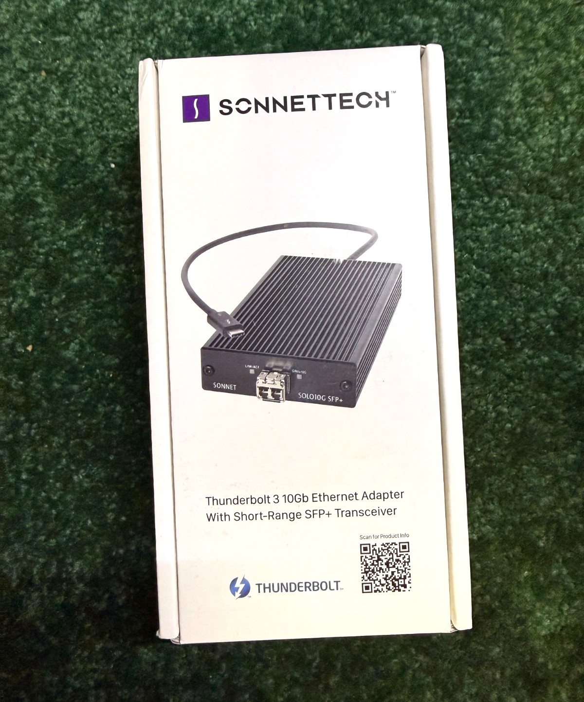 Solo10G SFP+ 10 Gigabit Ethernet Thunderbolt 3 Adapter with Short-Range SFP+
