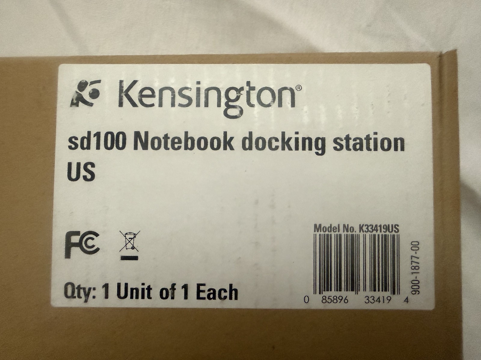 NOS Kensington SD100 Laptop Docking Station Port Replicator K33419US