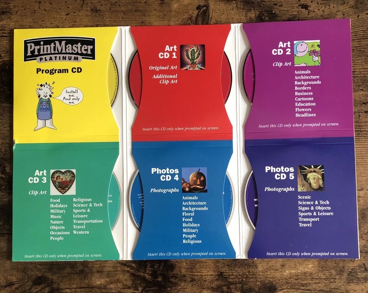 PrintMaster Platinum ‘97 6 CD’s (Program, Original, Clip Art, Photographs)