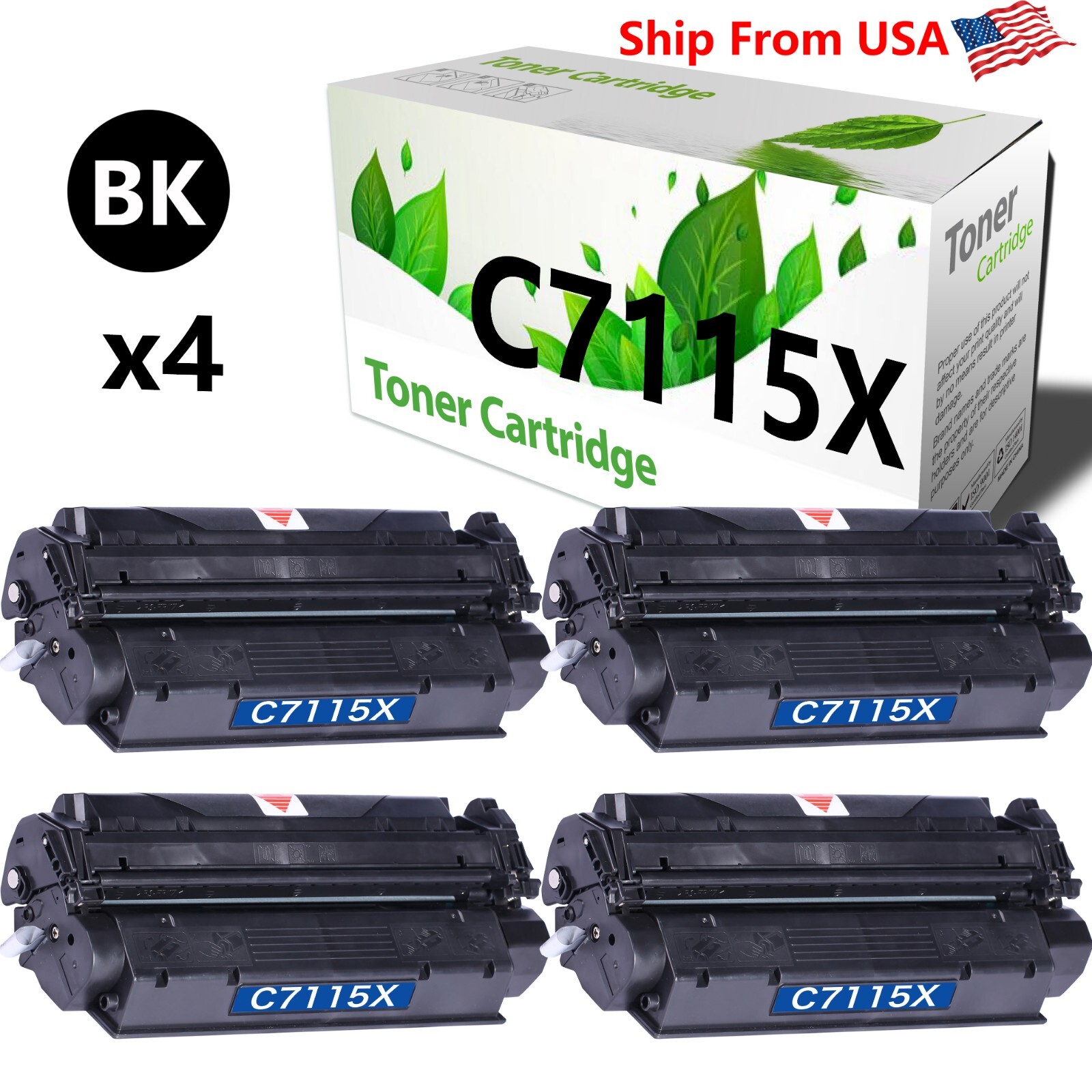 4PK C7115X 7115X Toner Cartridge Laser Jet 1000 1200 Printer Monochrom