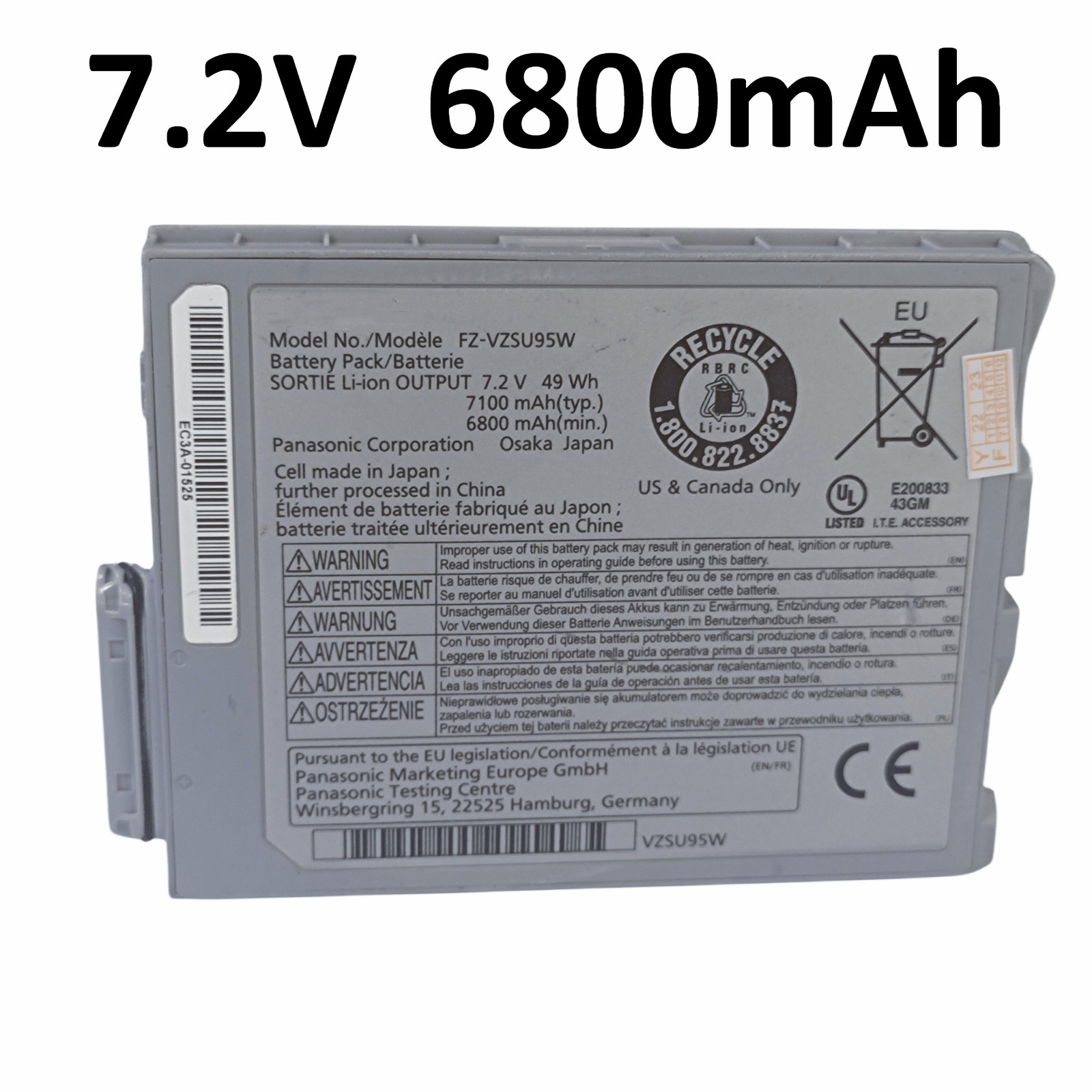 Genuine FZ-VZSU 95W 49Wh  7.2V  Battery Replacement  for Panasonic FZ-M1 CF-B2