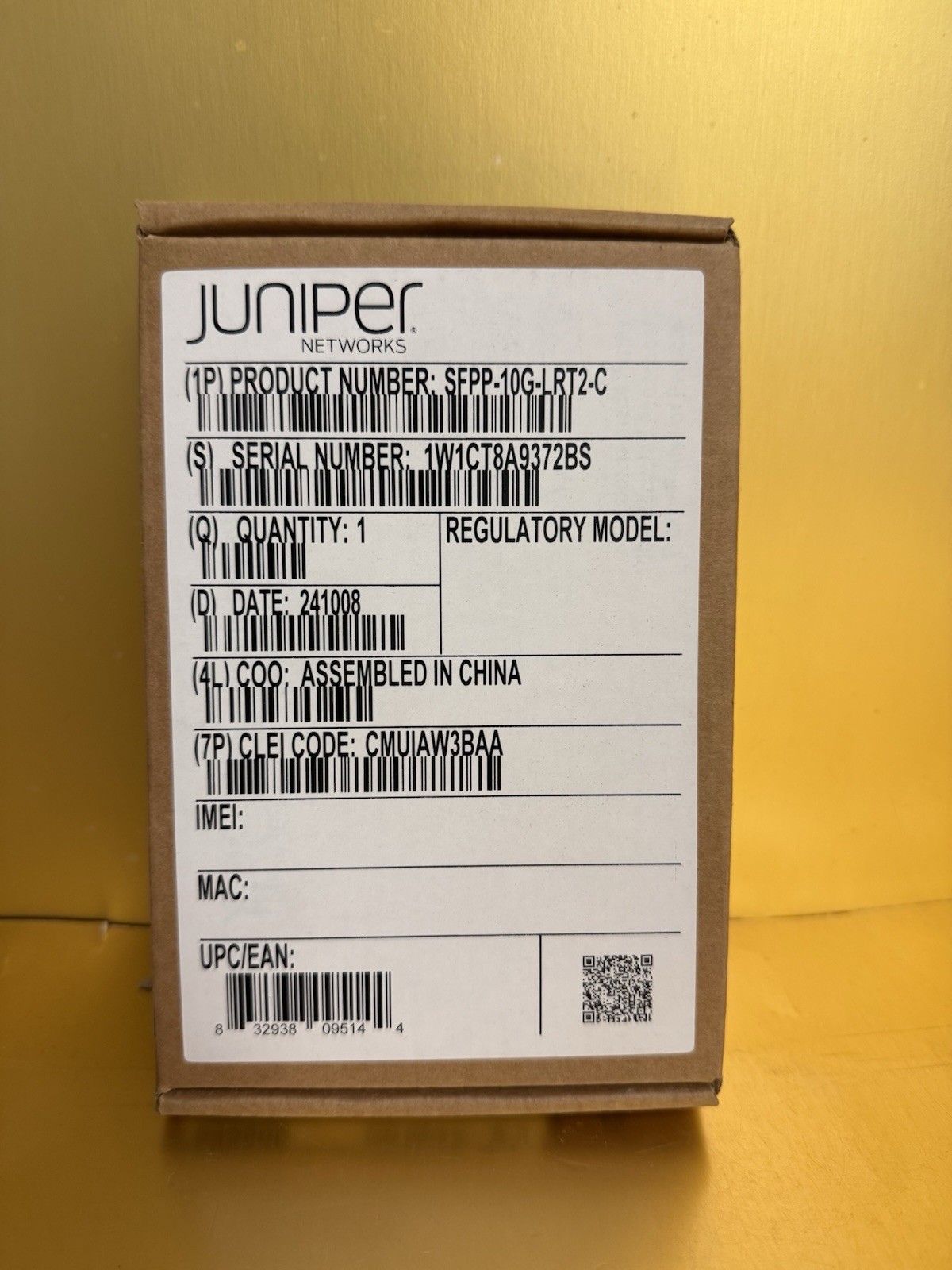 Juniper Networks SFPP-10G-LRT2-C 10GBASE-LR SFP+ 10Gb Type 2 Transceiver Module