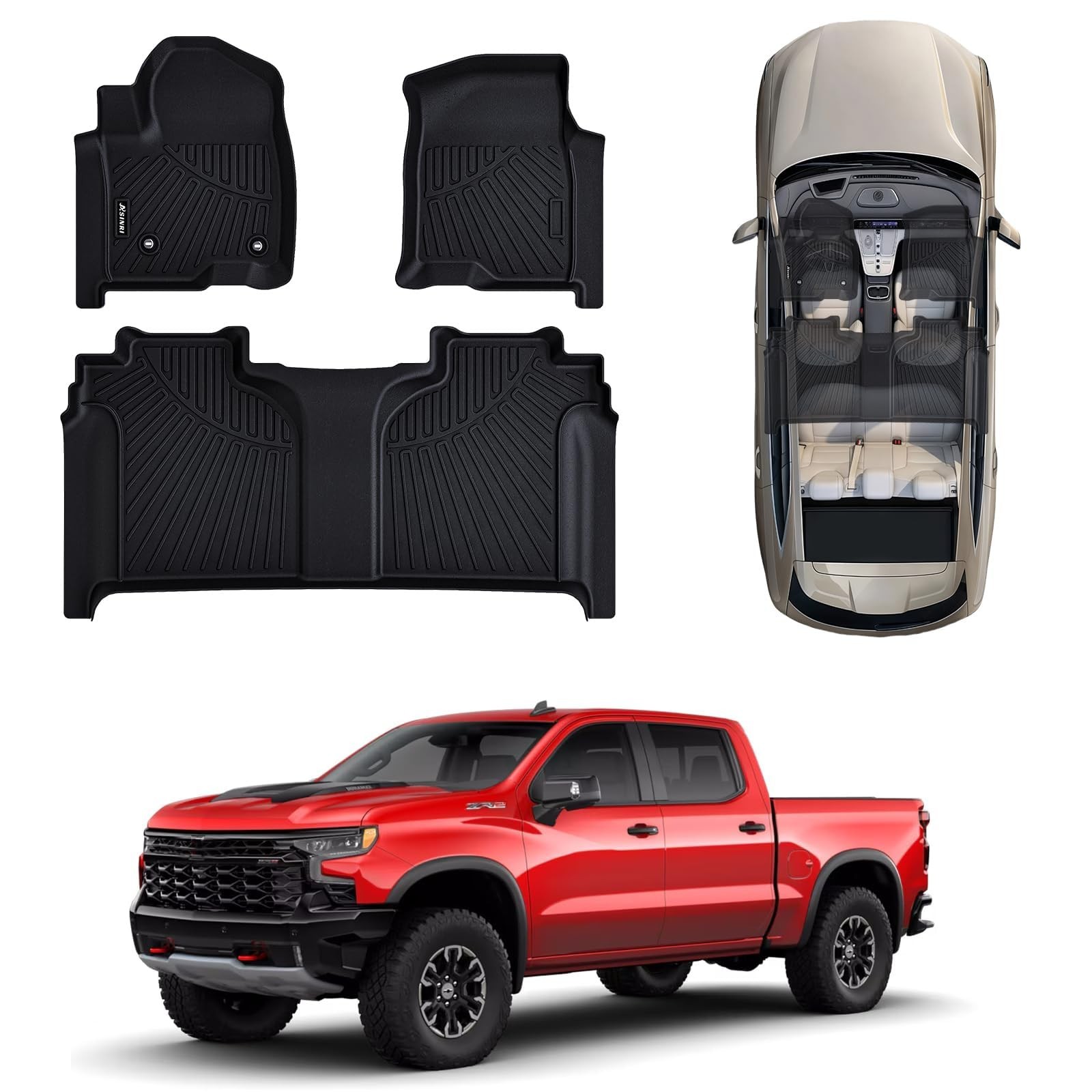 Floor Mats for 2019-2025 Chevy Silverado/GMC Sierra 1500 & 2020-2025 Silverad...