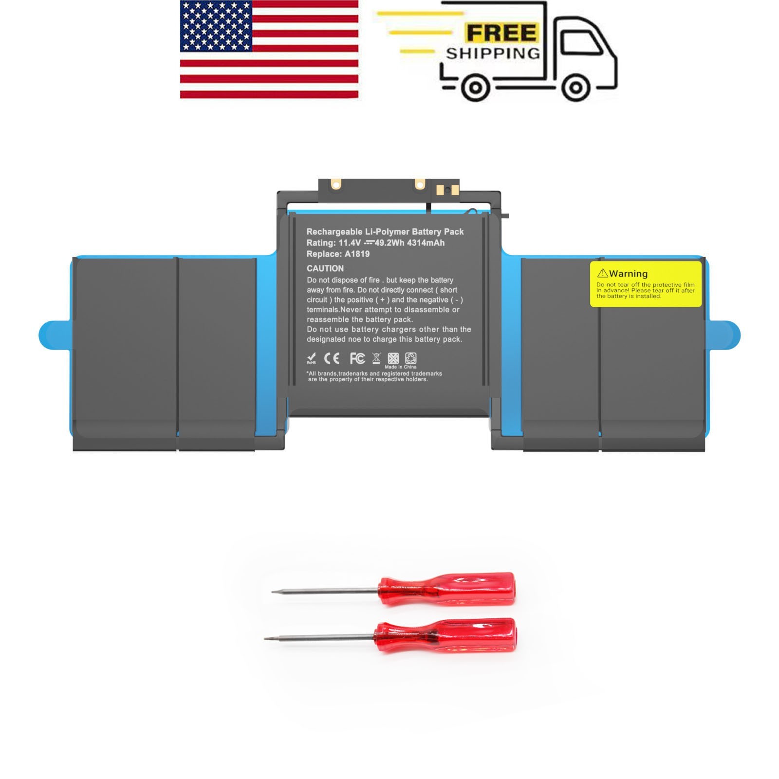 A1819 Replacement Laptop Battery for 13inch MacBook Pro A1706 Late 2016 Mid 2017