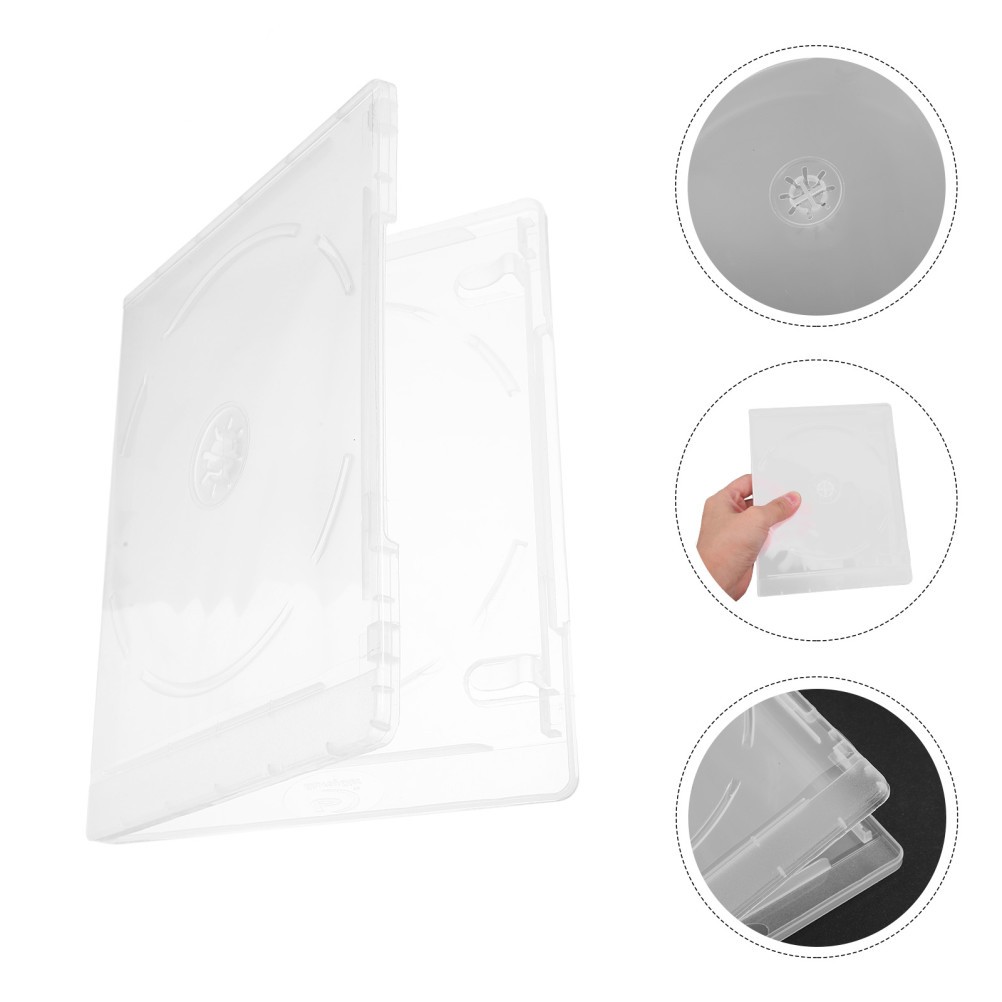 8Pcs Transparent Ps Cd Storage Box Double Disc Holder Stackable