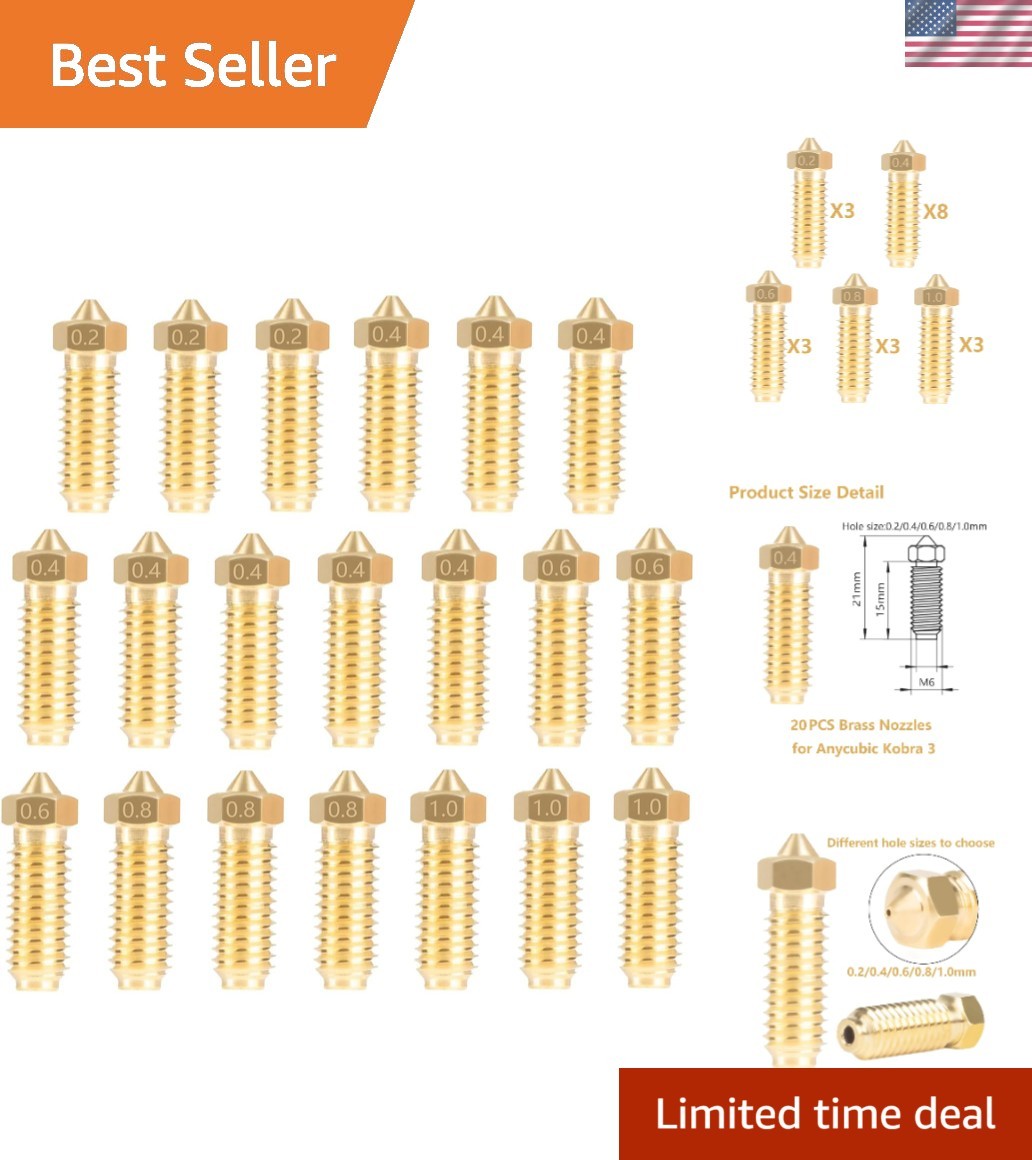 20PCS Barss Nozzles Kit for Kobra 3/Kobra S1 3D Printer 8PCS 0.4mm and 3PCS 0...