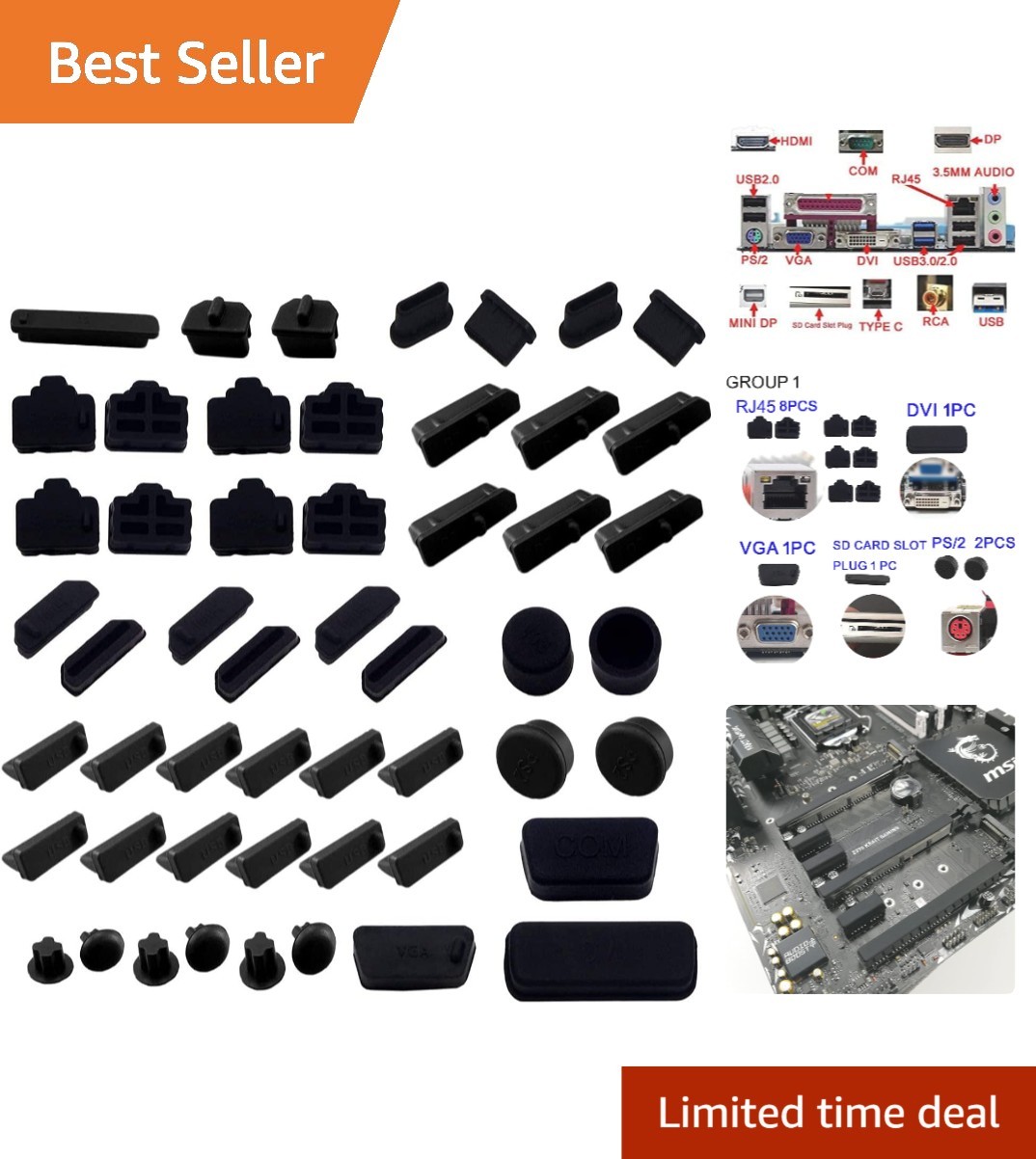 High Quality Silicone Laptop Dust Plugs Pack 52 pcs Includes 13 Types