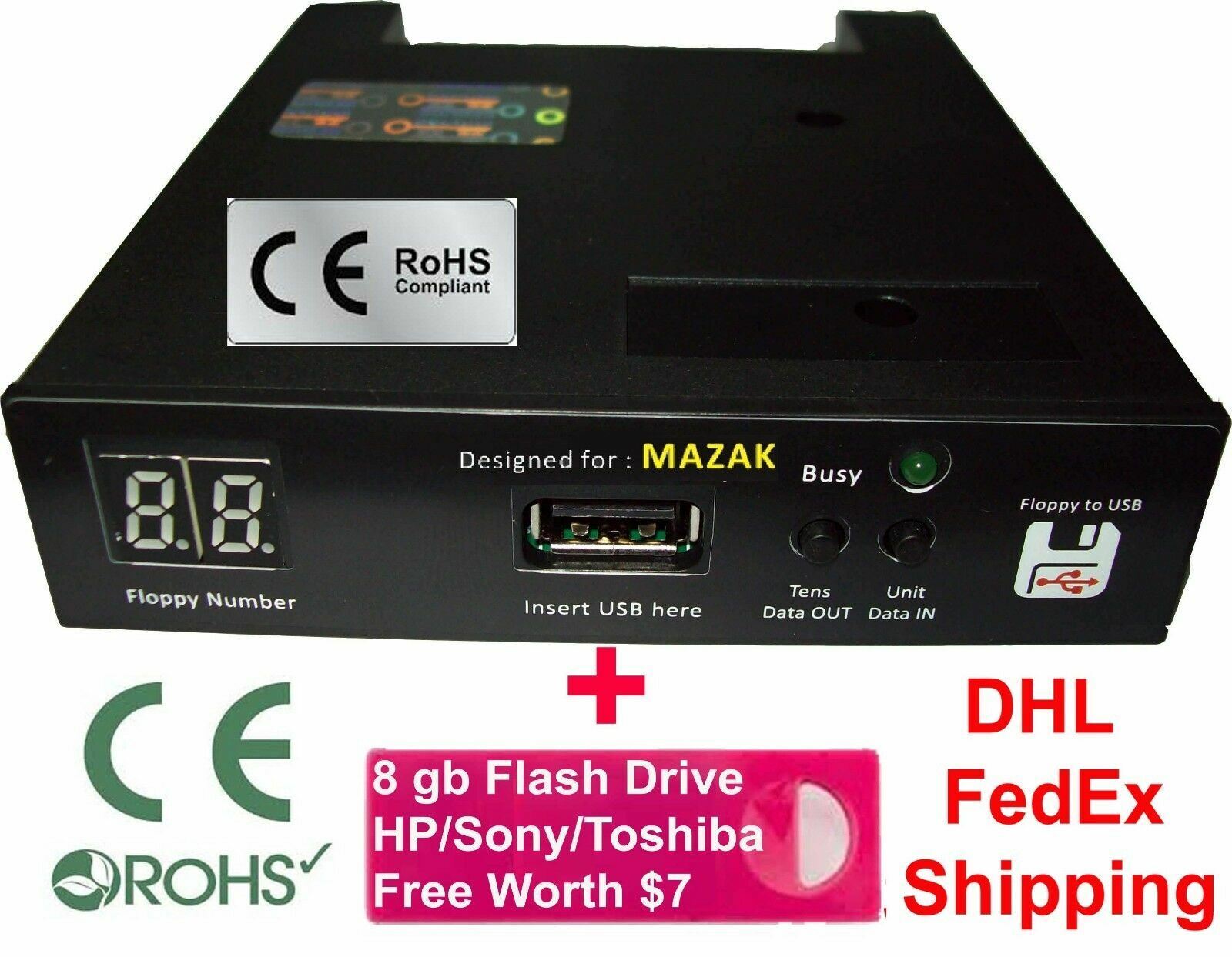 Floppy Drive to USB Converter for MAZAK EDM  + free 8 GB Flash Drive