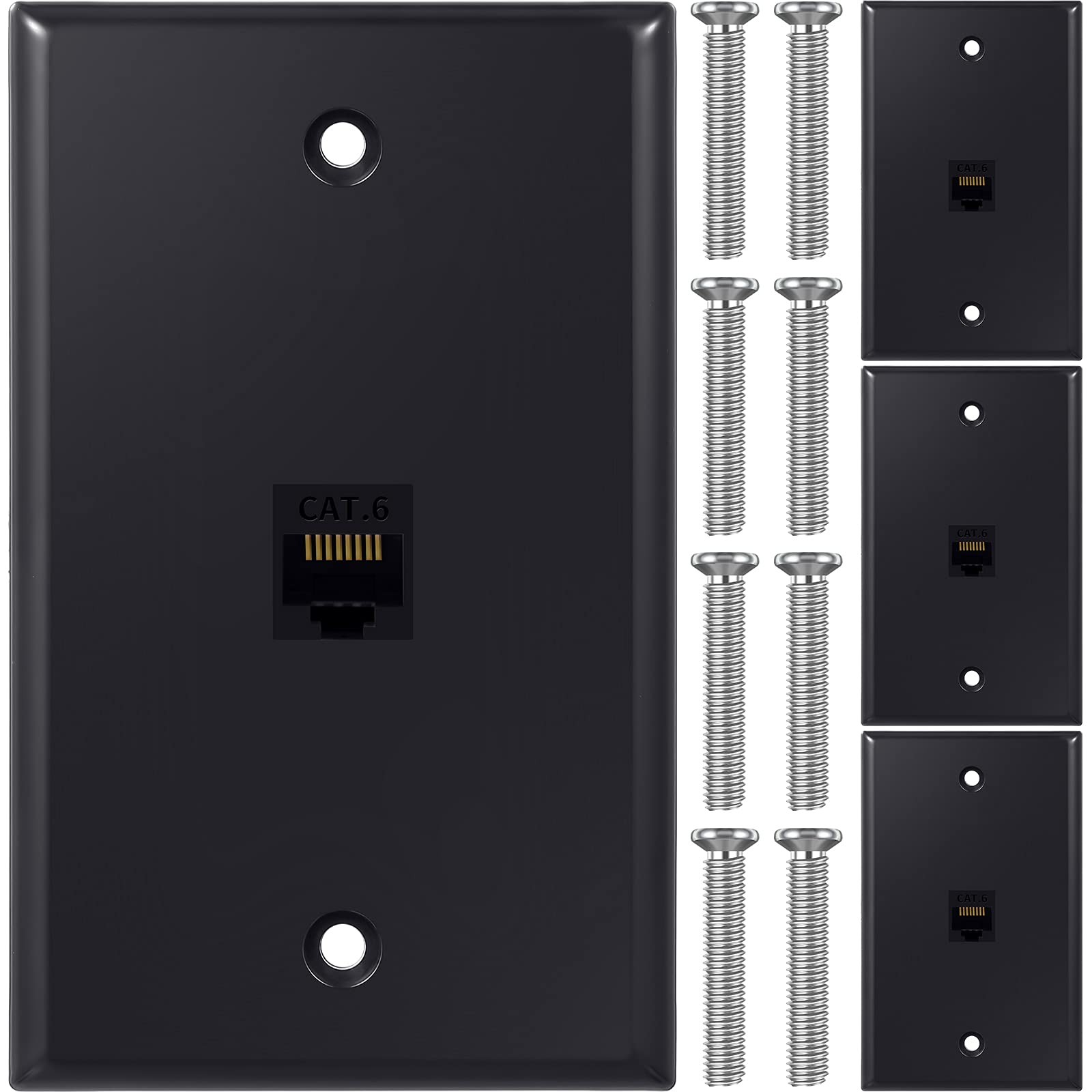 4 PCS Ethernet Wall Plate Single Port RJ45 Cat6 Female To Female Inline