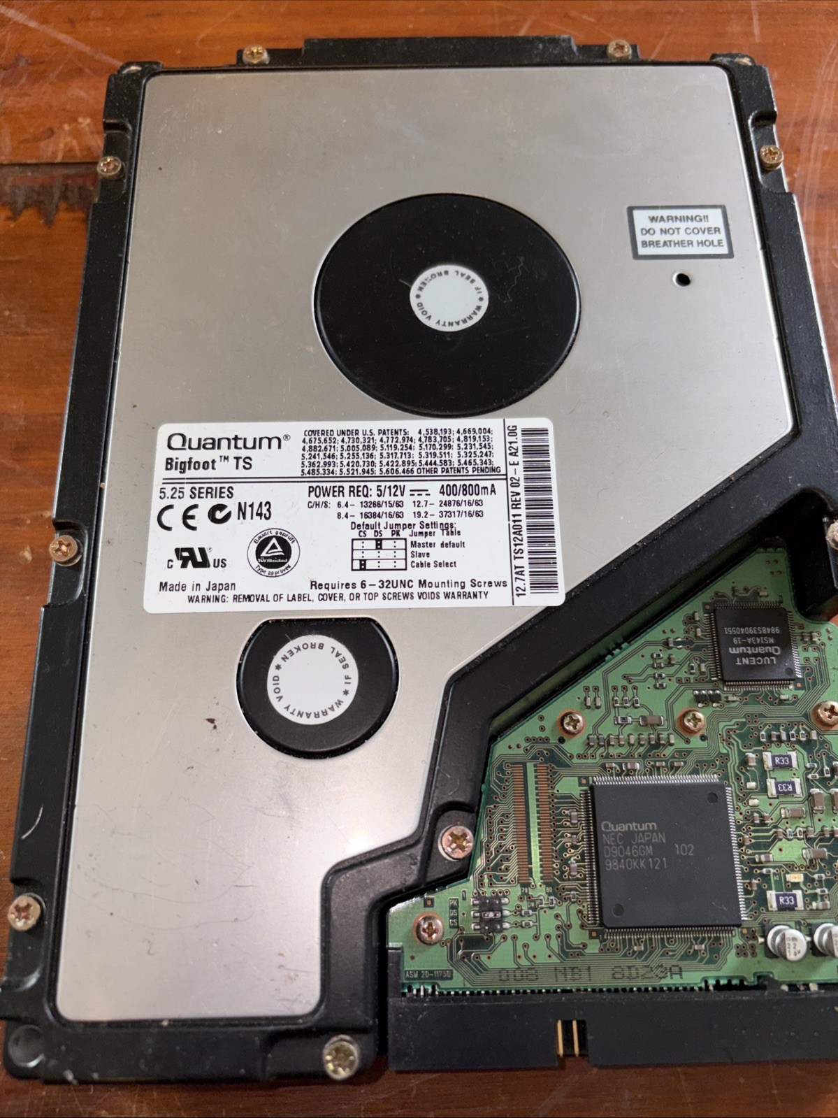 Vintage Quantum Bigfoot Ts 5.25 Series 6gb Hard Drive Tested