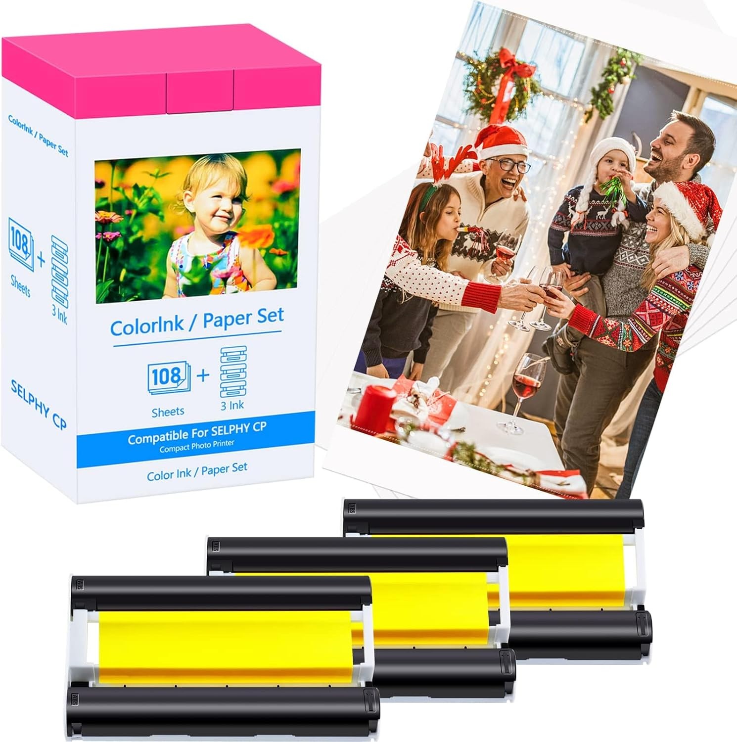 Canon Selphy CP1500 CP1300 CP1200 4x6 108 sheet Color Ink Paper Set KP-108IN LOT