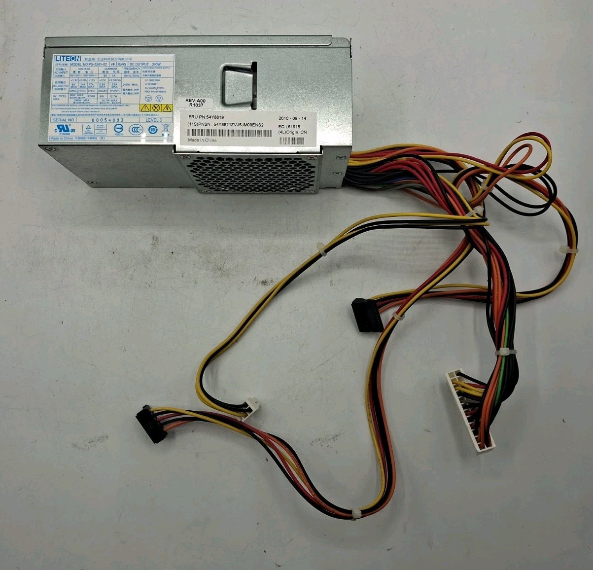 Lite-On PS-5241-02  Power Supply FRU P/N: 54Y8851 Rev A00