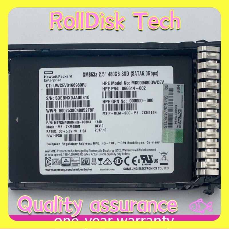 New NEW HPE 2.5" 480GB SATA 6G GEN9 G10 Server SSD Replace 869378-B21 869577-001
